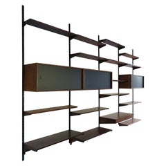 Kai Kristiansen MidCentury Scandinavian Dark Wood Shelves System Fm Møbler 1960s