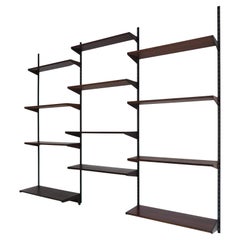 Kai Kristiansen MidCentury Scandinavian Dark Wood Shelves System Fm Møbler 1960s