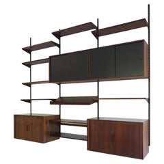 Kai Kristiansen MidCentury Scandinavian Dark Wood Shelves System Fm Møbler 1960s