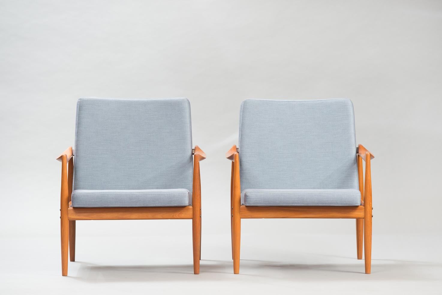 Scandinavian Modern Kai Kristiansen Midcentury Teak Lounge Chairs for Fritz Hansen, Set of Two For Sale