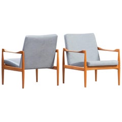 Vintage Kai Kristiansen Midcentury Teak Lounge Chairs for Fritz Hansen, Set of Two