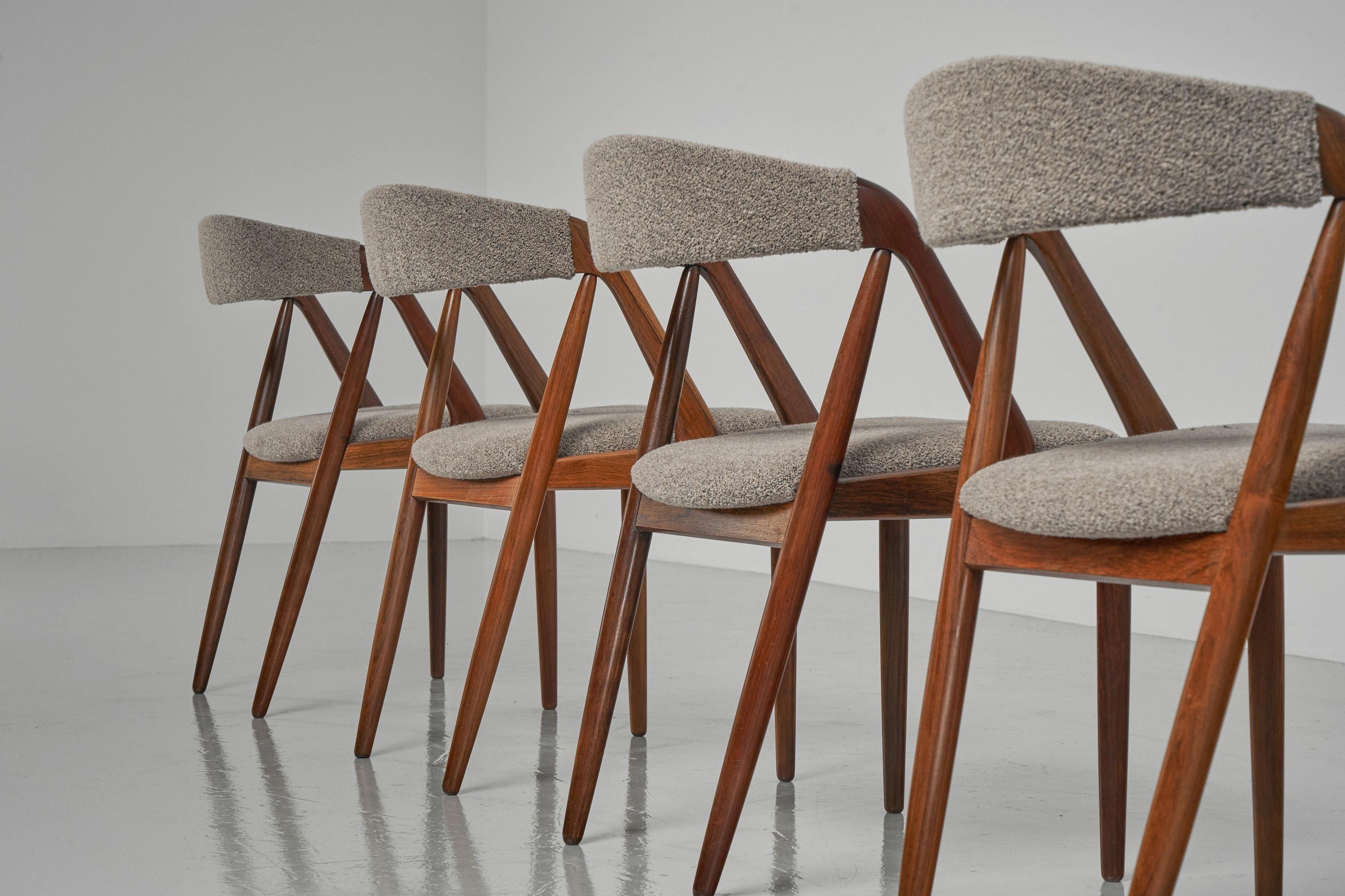 Fabric Kai Kristiansen Model 31 Chairs Schou Andersen, Denmark, 1956