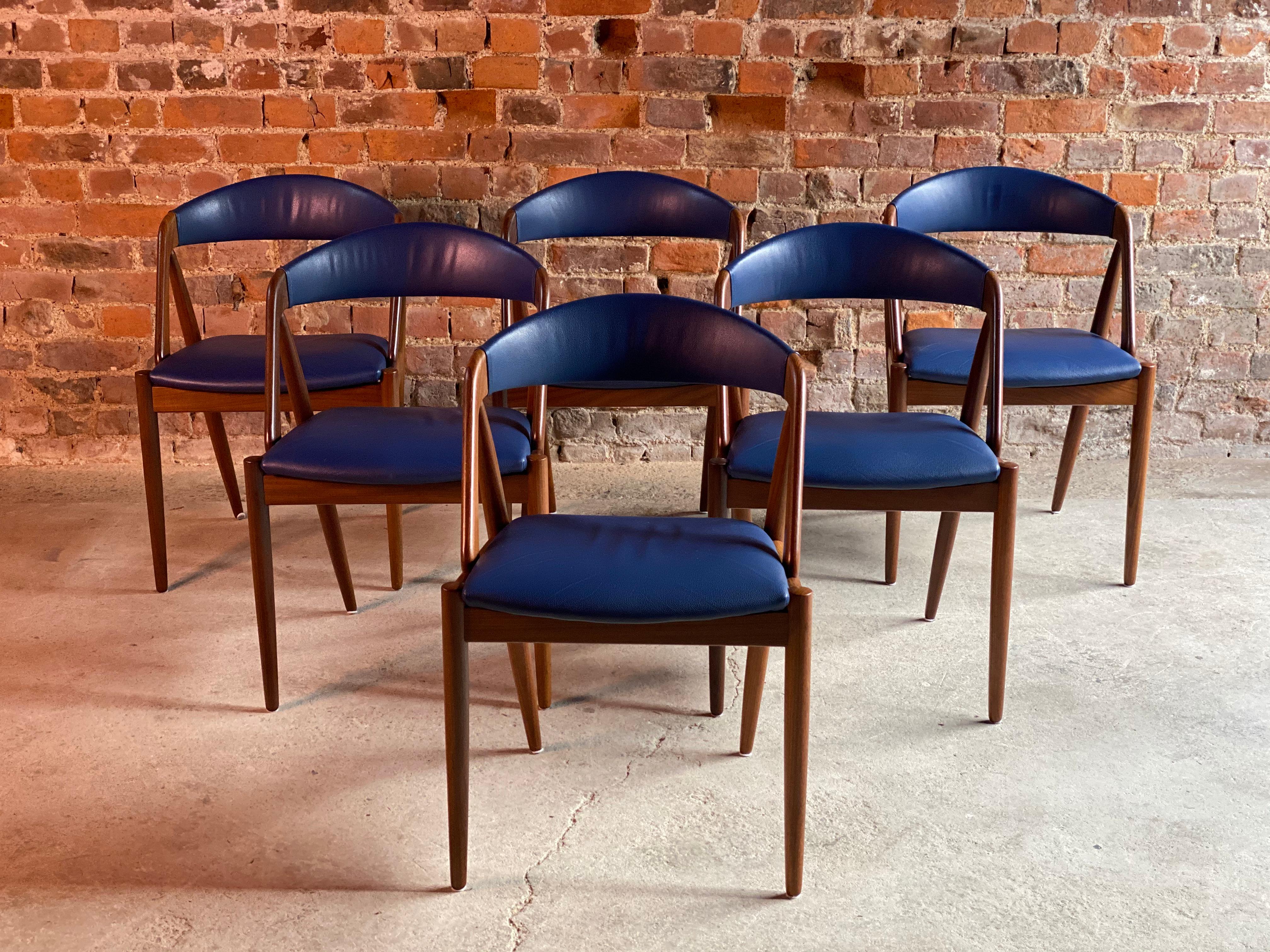 Mid-Century Modern Kai Kristiansen Model 31 Dining Chairs Afromosia Teak Set of Six, Denmark, 1960s