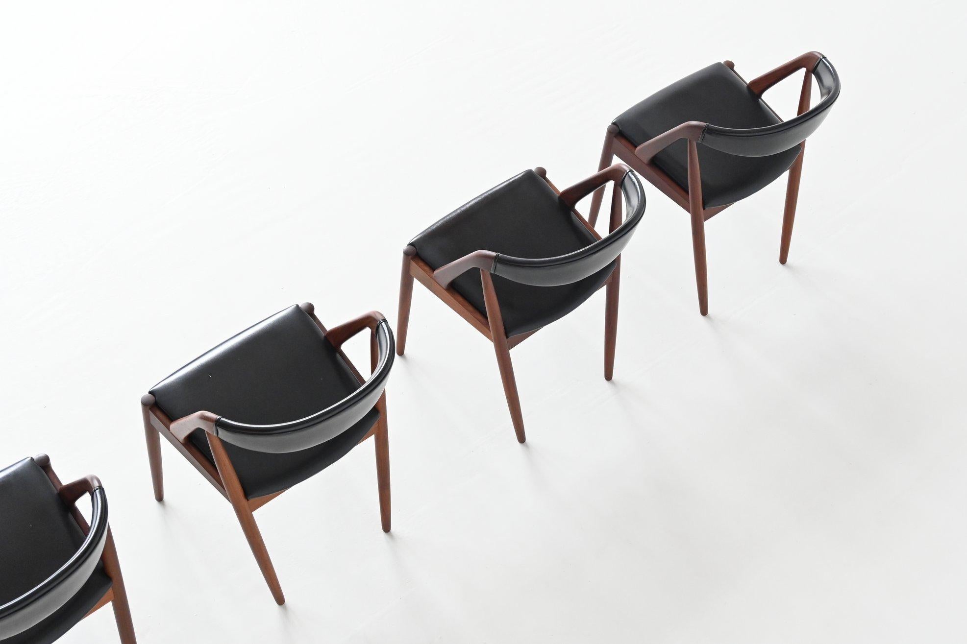 Faux Leather Kai Kristiansen Model 31 Dining Chairs Schou Andersen Denmark 1956