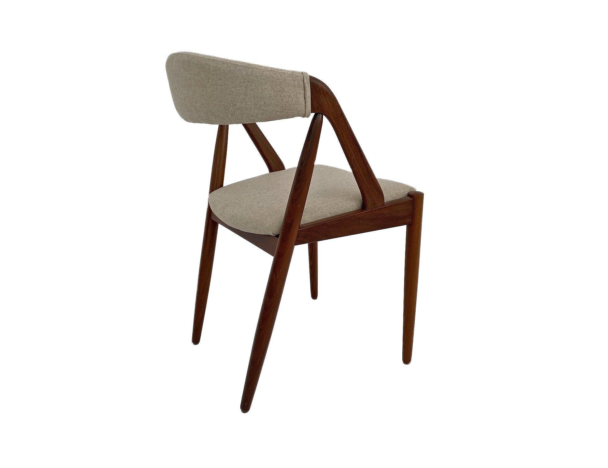 Mid-Century Modern Kai Kristiansen Model 31 for Shou Andersen Teak and Cream Wool Desk Chair