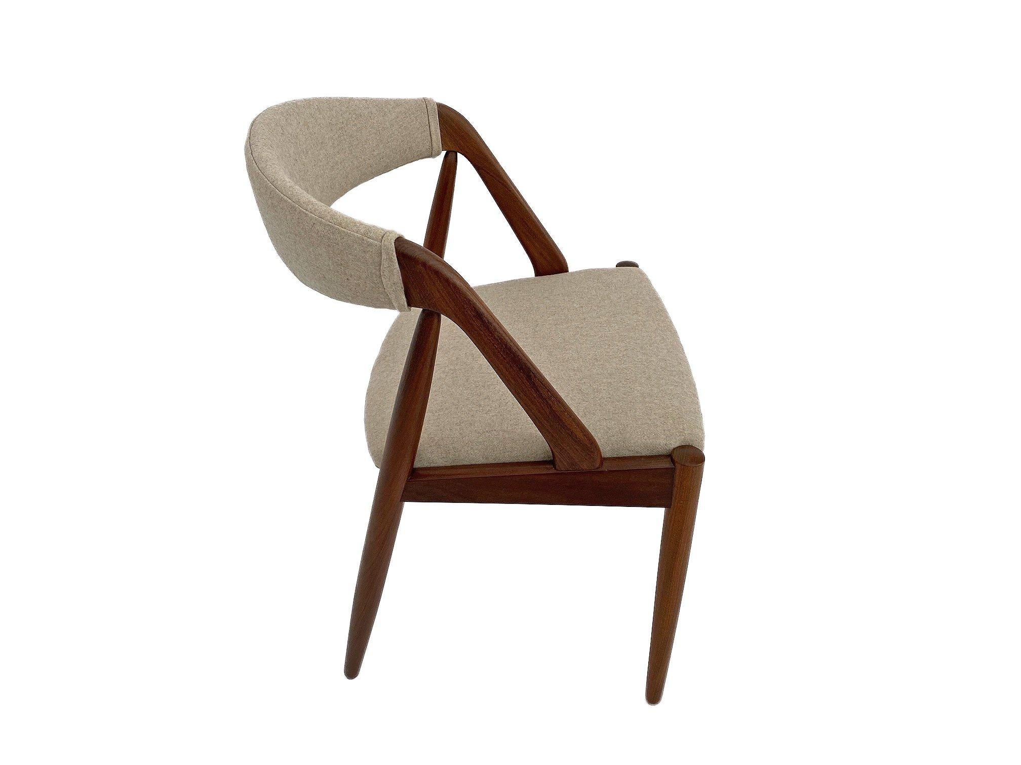 Kai Kristiansen Model 31 for Shou Andersen Teak and Cream Wool Desk Chair In Excellent Condition In London, GB