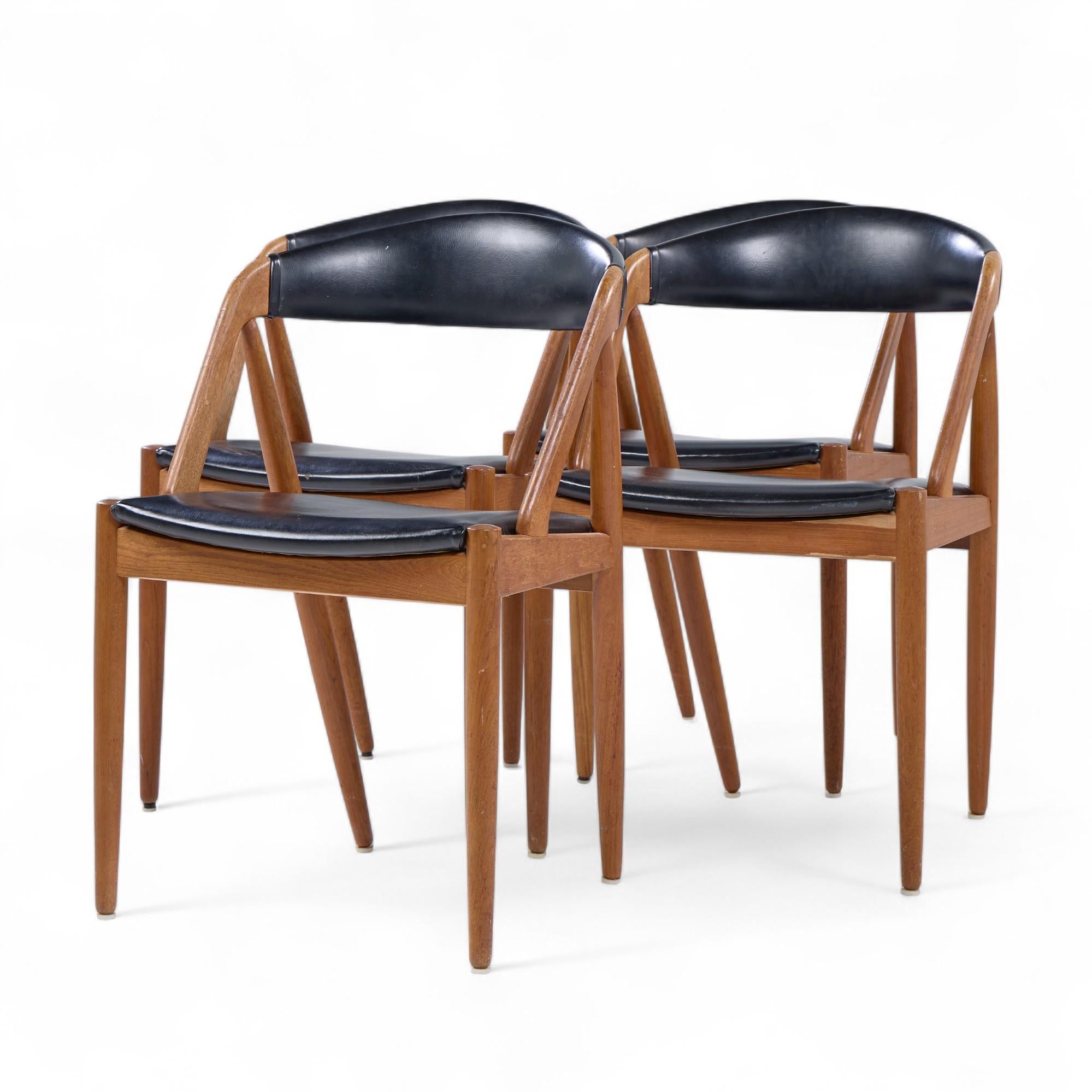 Mid-Century Modern Kai Kristiansen Model 31 Mid Century Danish Teak Dining Chairs - Set of 4 For Sale