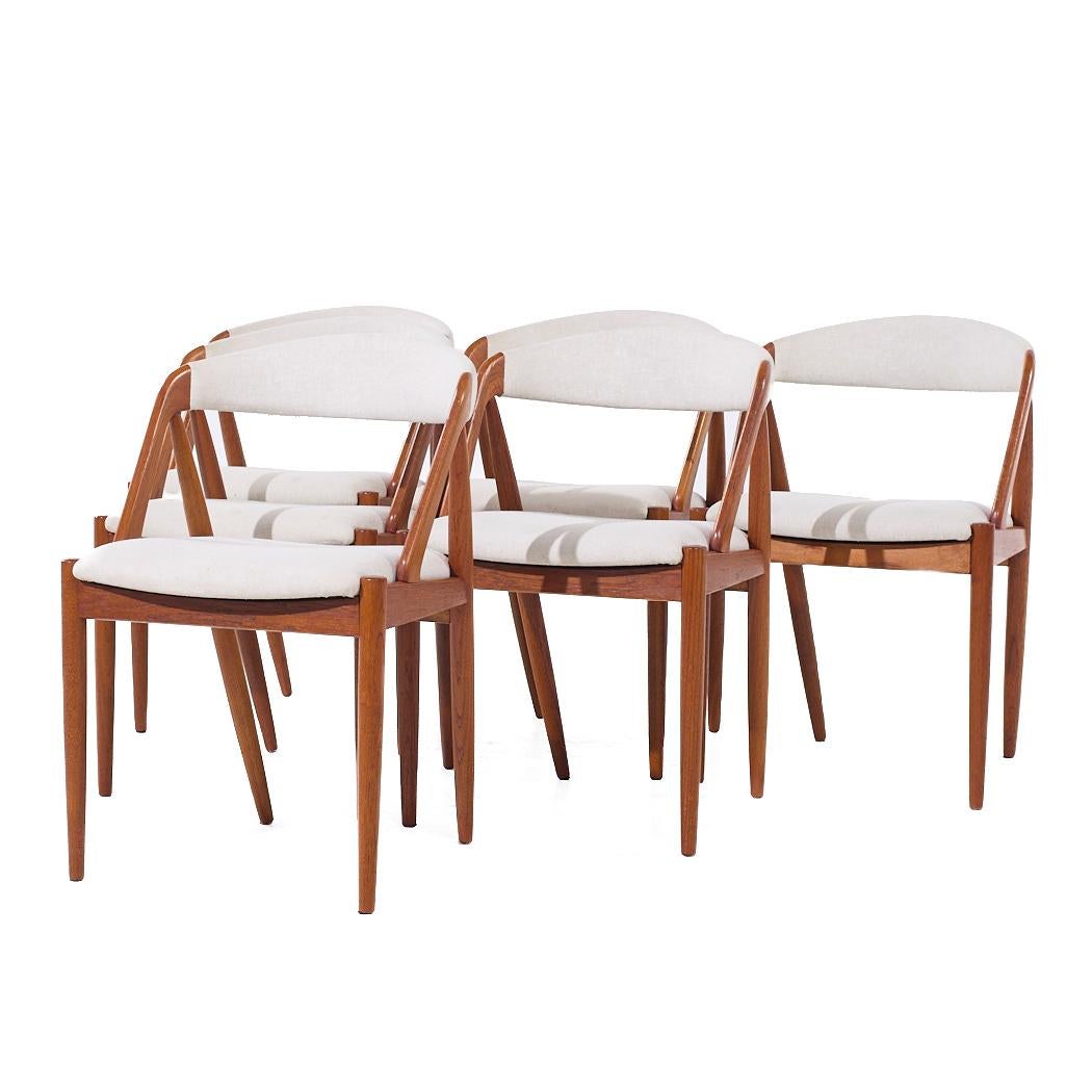 Kai Kristiansen Modelo 31 Sillas de comedor danesas de teca de mediados de siglo - Juego de 6 Moderno de mediados de siglo en venta