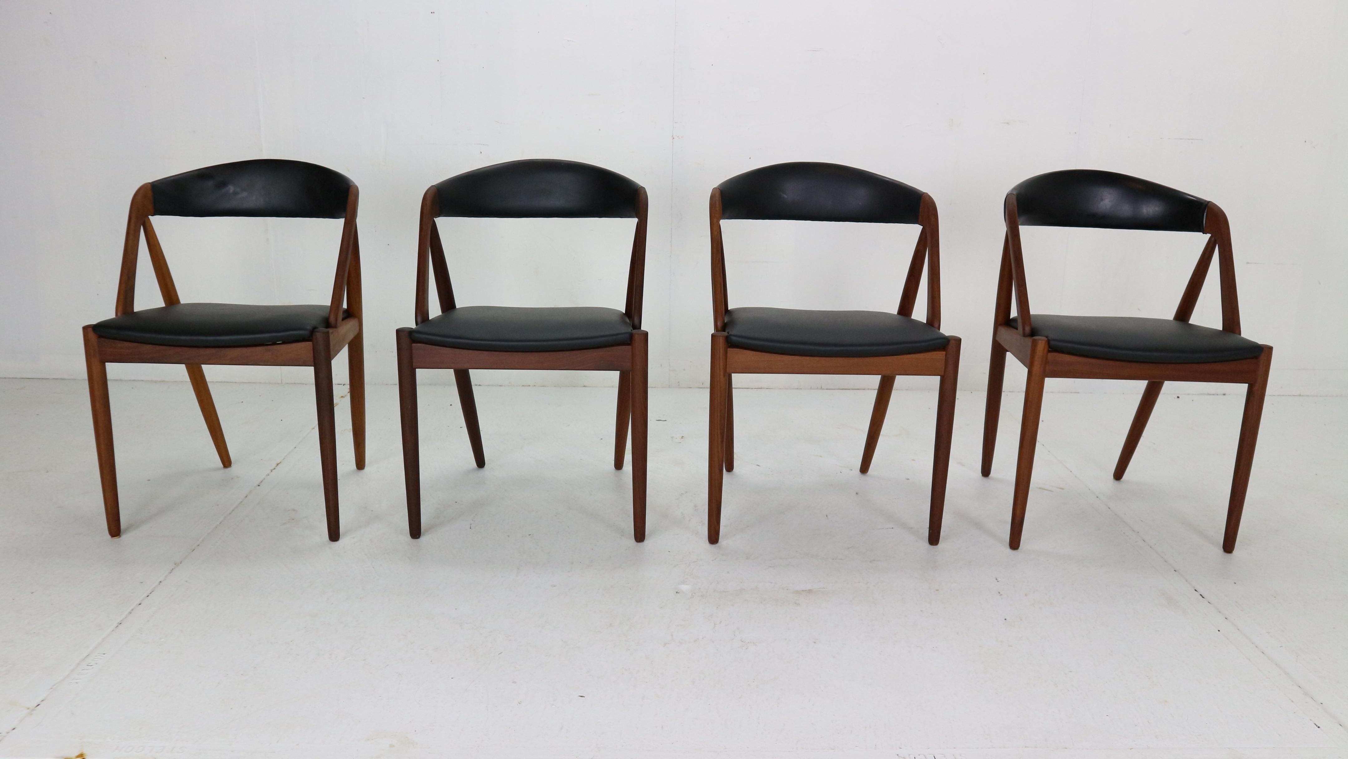Danish Kai Kristiansen Model 31 Set of 4 Teak 'a' Frame Chairs for Schou Andersen, 1960