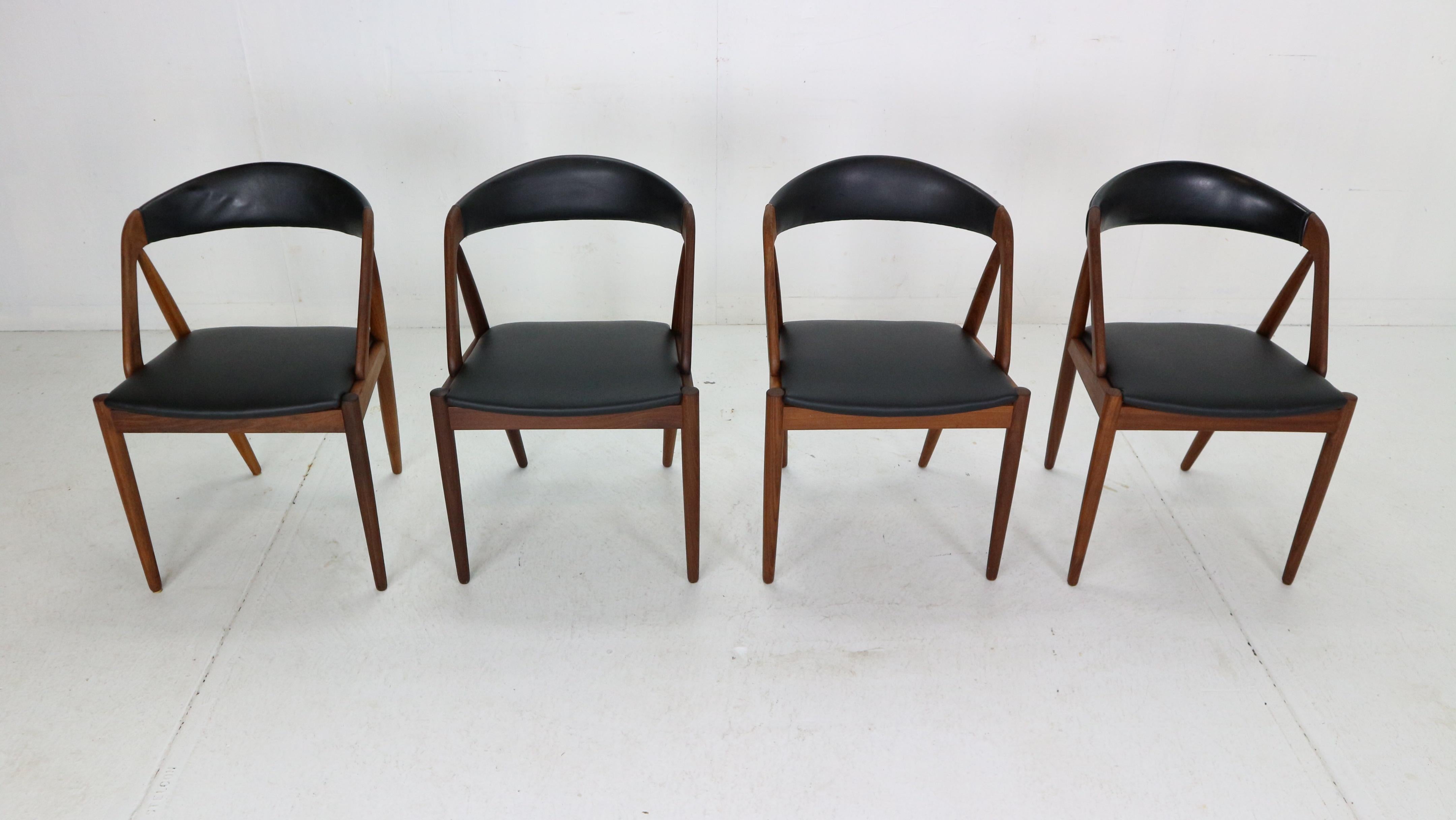Kai Kristiansen Model 31 Set of 4 Teak 'a' Frame Chairs for Schou Andersen, 1960 In Good Condition In The Hague, NL