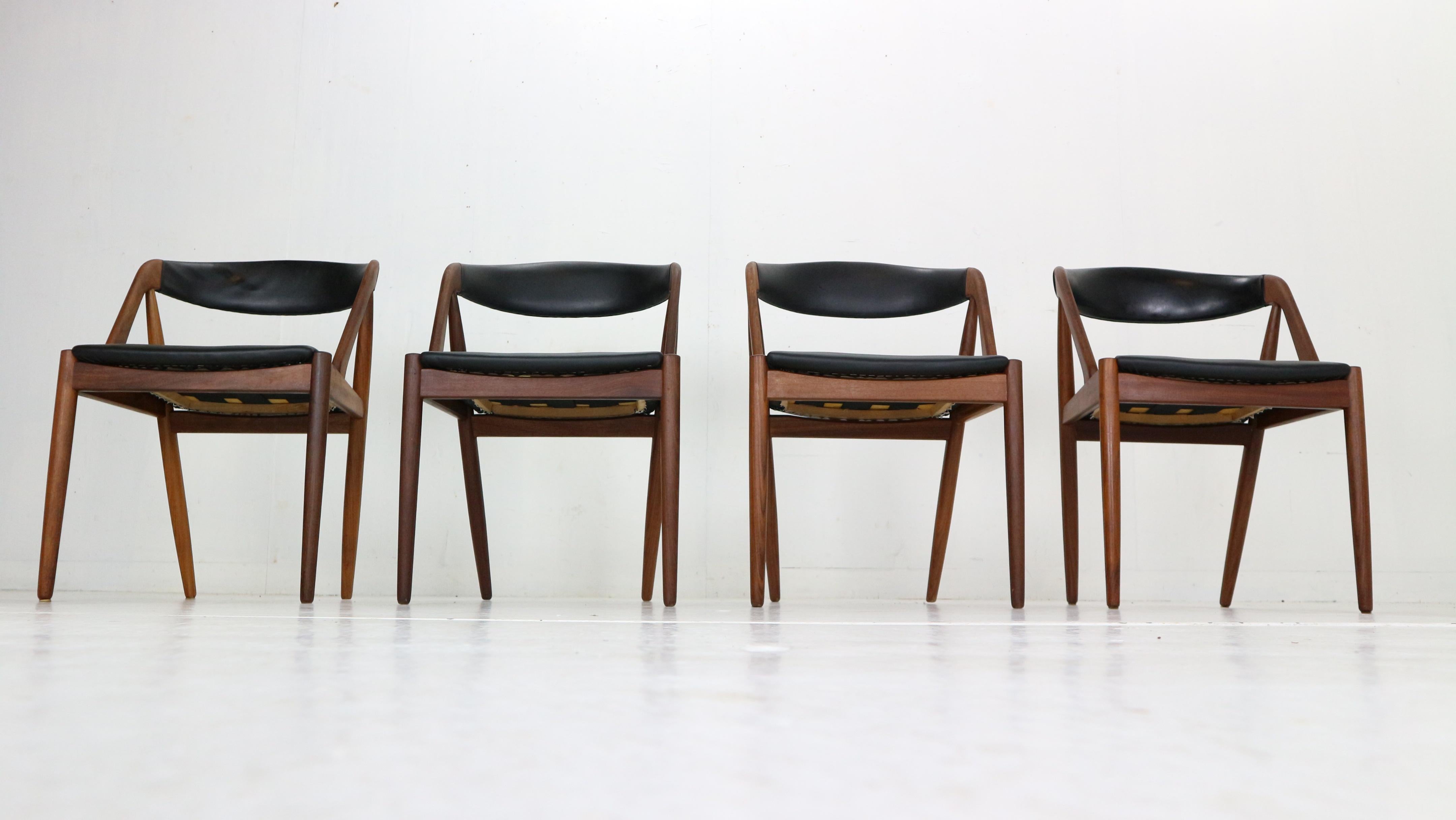 Mid-20th Century Kai Kristiansen Model 31 Set of 4 Teak 'a' Frame Chairs for Schou Andersen, 1960