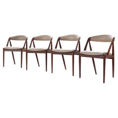 Kai Kristiansen "Model 31" Solid Teak Dining Chairs in Leather, Set of 4