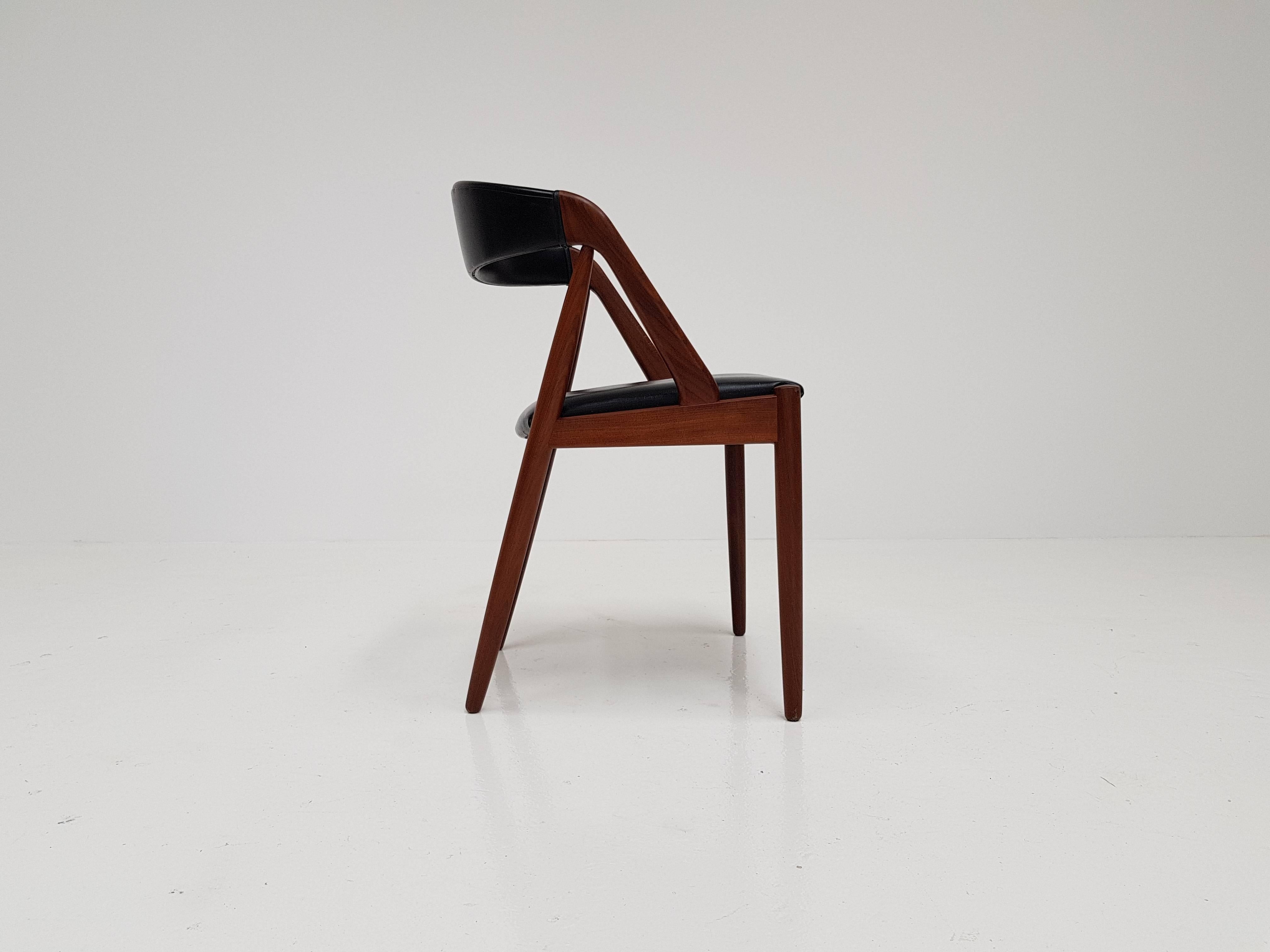 Faux Leather Kai Kristiansen Model 31 Teak 'A' Frame Chair for Schou Andersen, 1960s