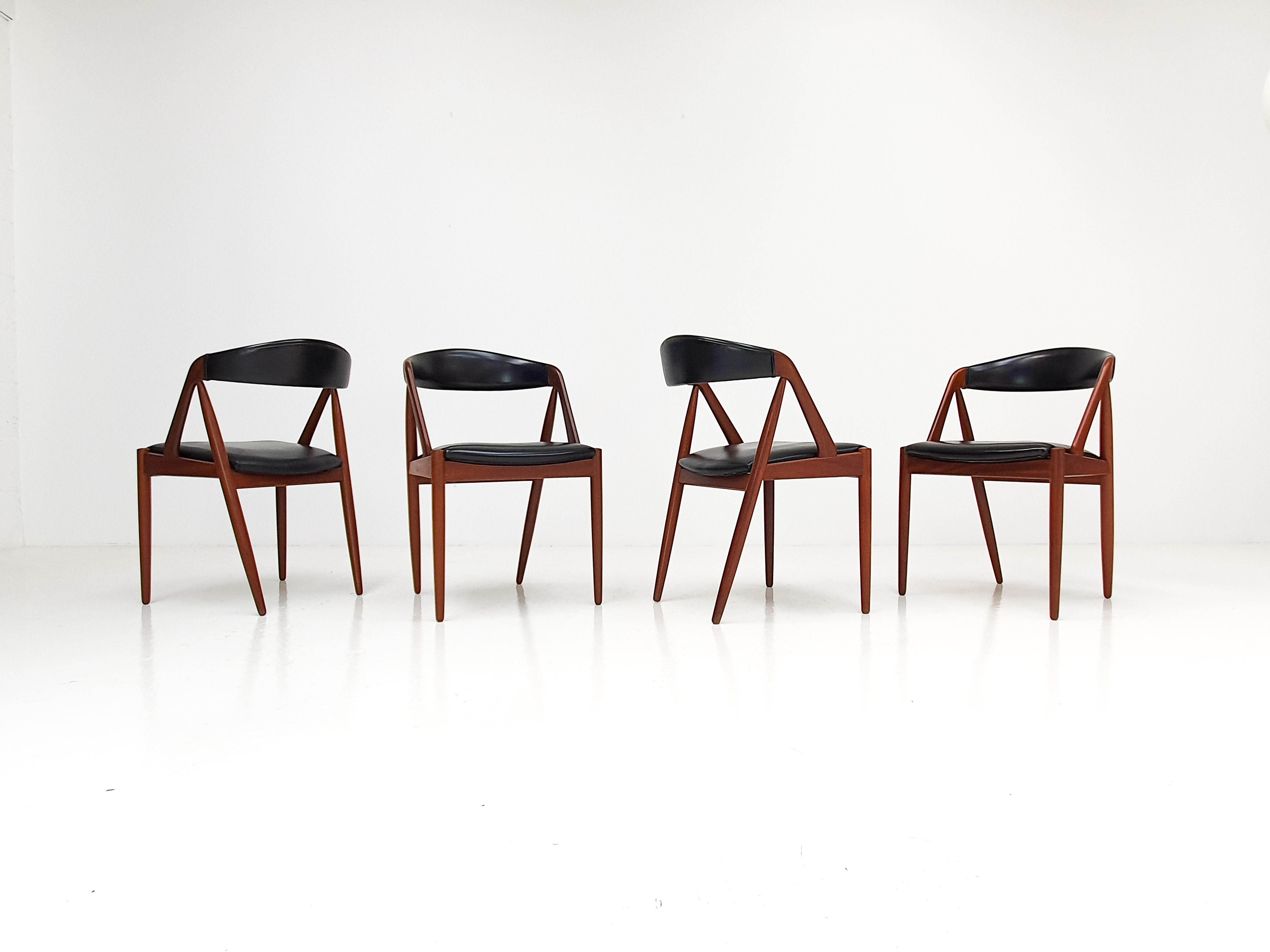 Mid-Century Modern Kai Kristiansen Model 31 Teak 'a' Frame Chairs for Schou Andersen, 1960s