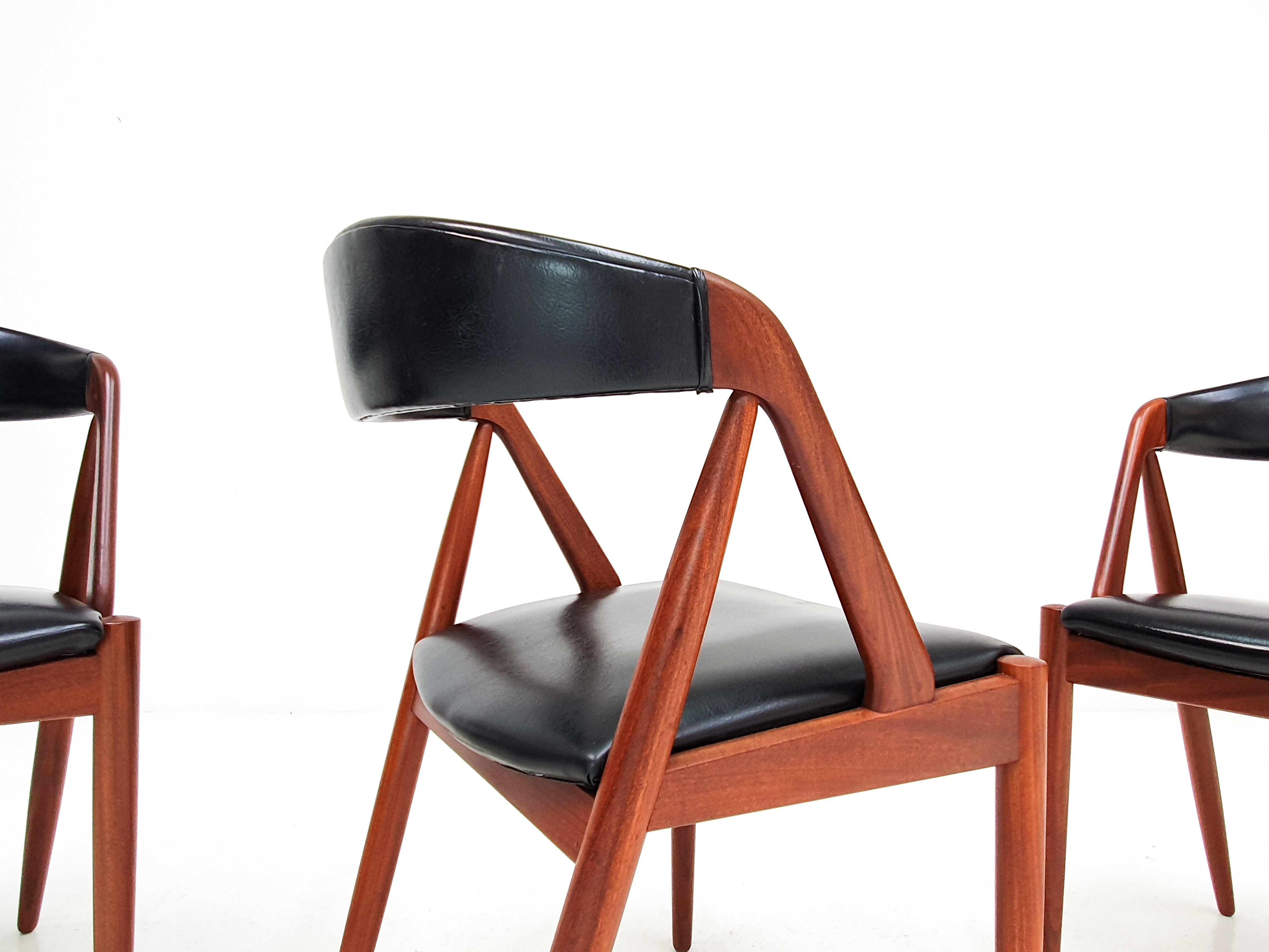 Kai Kristiansen Model 31 Teak 'a' Frame Chairs for Schou Andersen, 1960s In Good Condition In London Road, Baldock, Hertfordshire