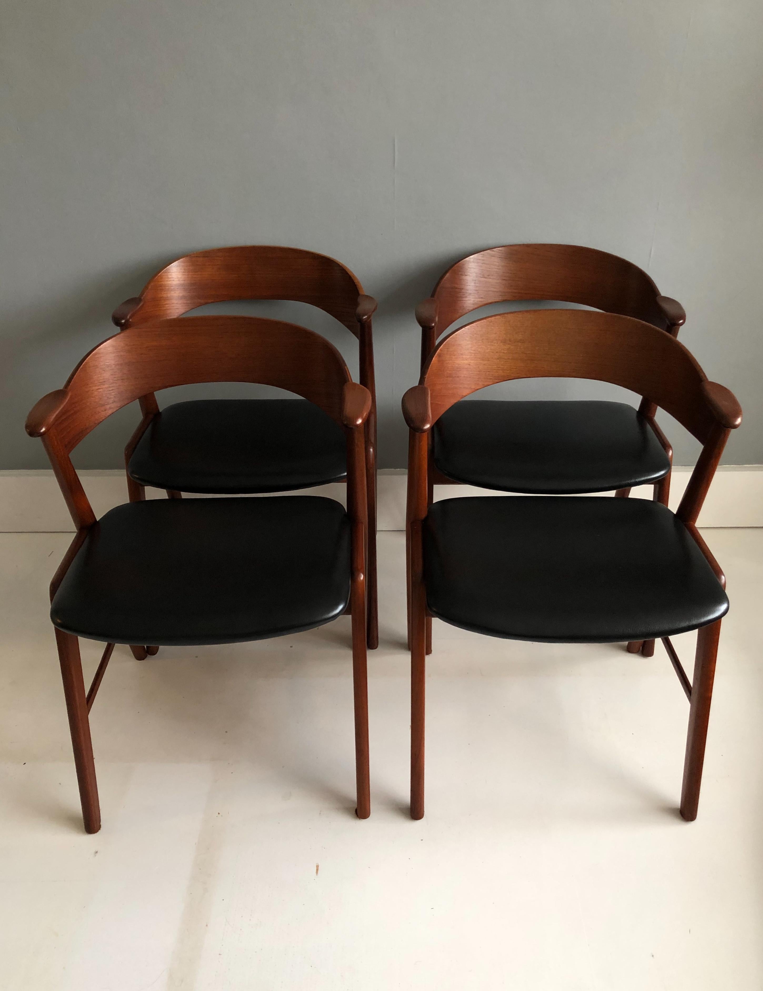 Kai Kristiansen Model 32 Dining Chairs, Teak and Leather, Set of 4 6