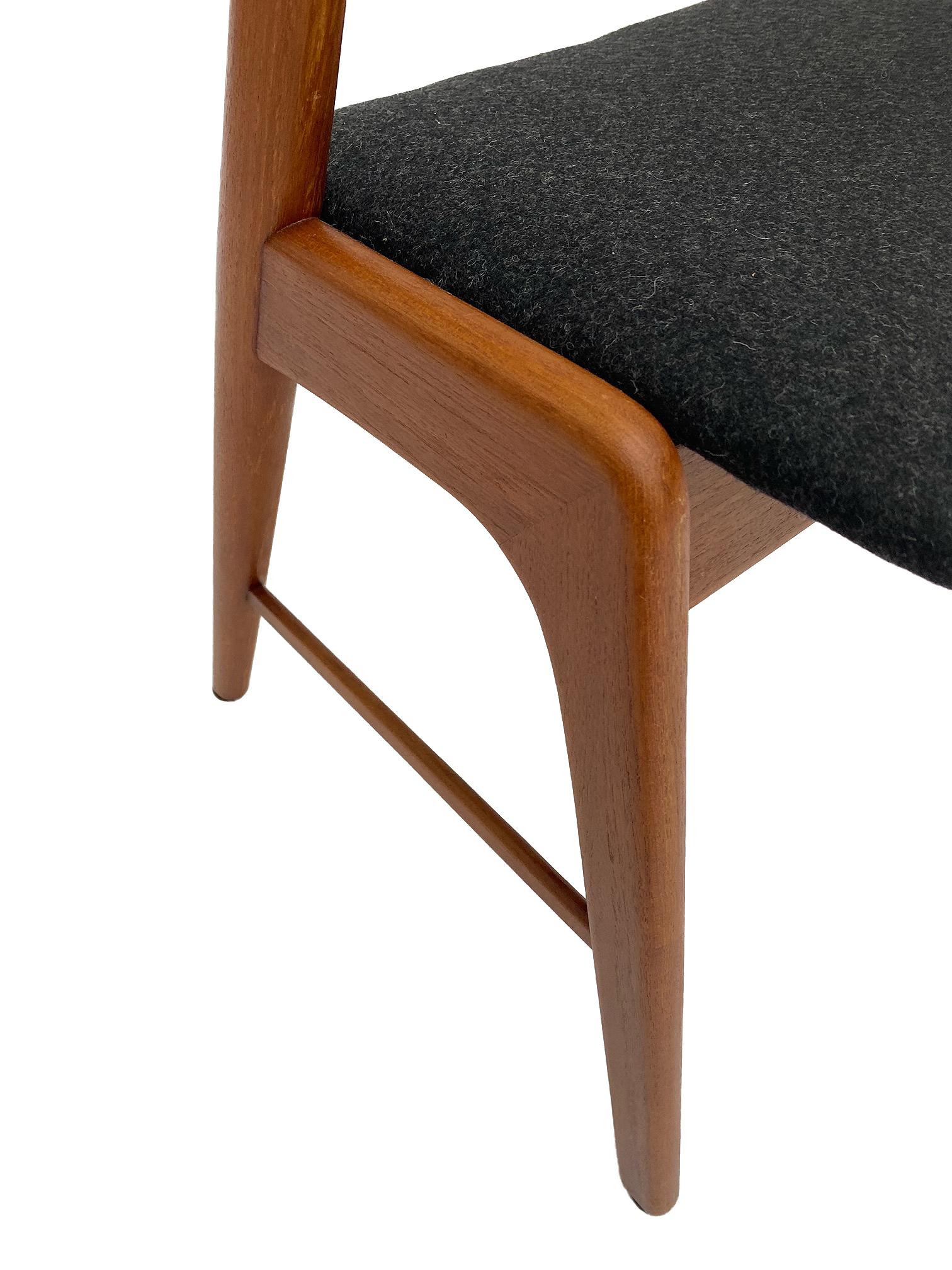 Kai Kristiansen Model 32 Teak and Charcoal Wool Desk Chair, Denmark, 1960s 3