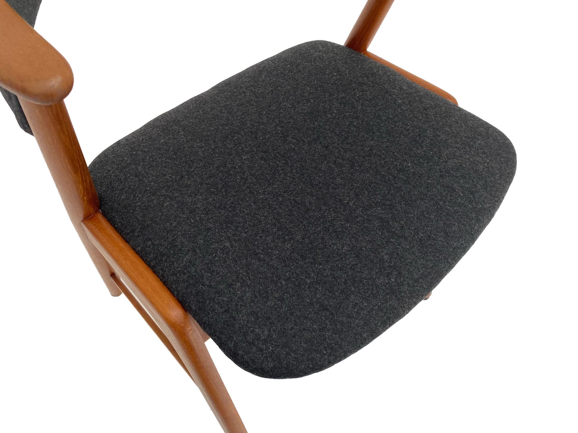 Kai Kristiansen Model 32 Teak and Charcoal Wool Desk Chair, Denmark, 1960s 4