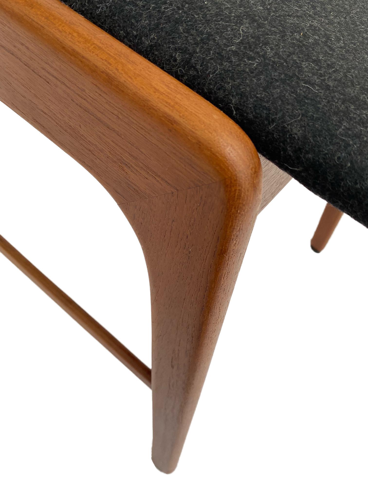 Kai Kristiansen Model 32 Teak and Charcoal Wool Desk Chair, Denmark, 1960s 8
