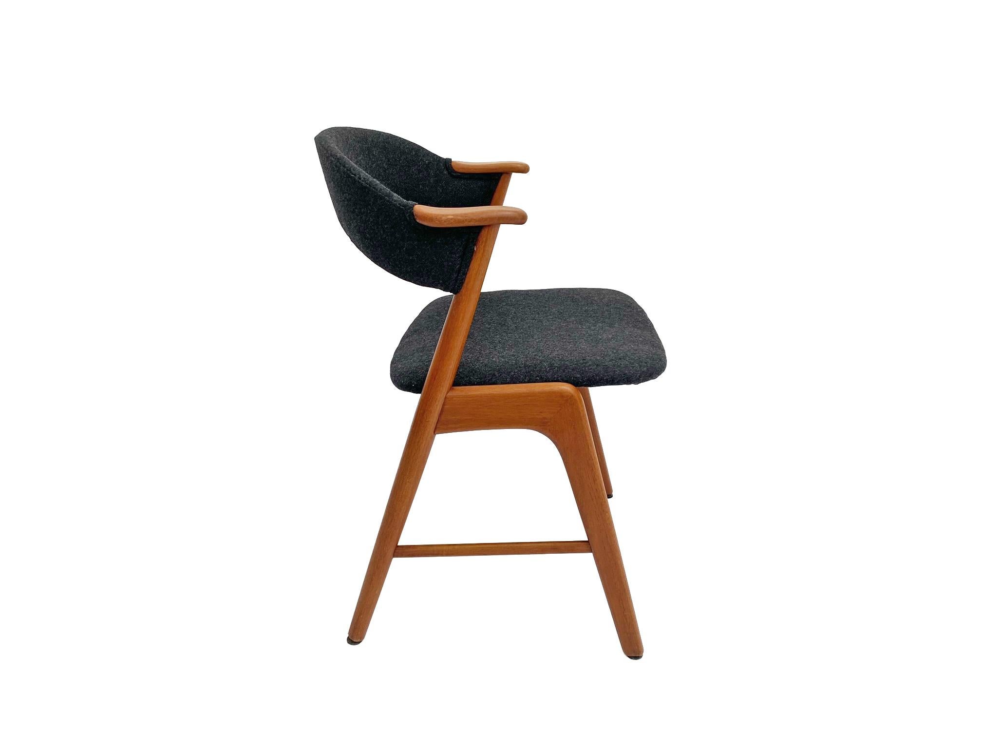 Kai Kristiansen Model 32 Teak and Charcoal Wool Desk Chair, Denmark, 1960s 9