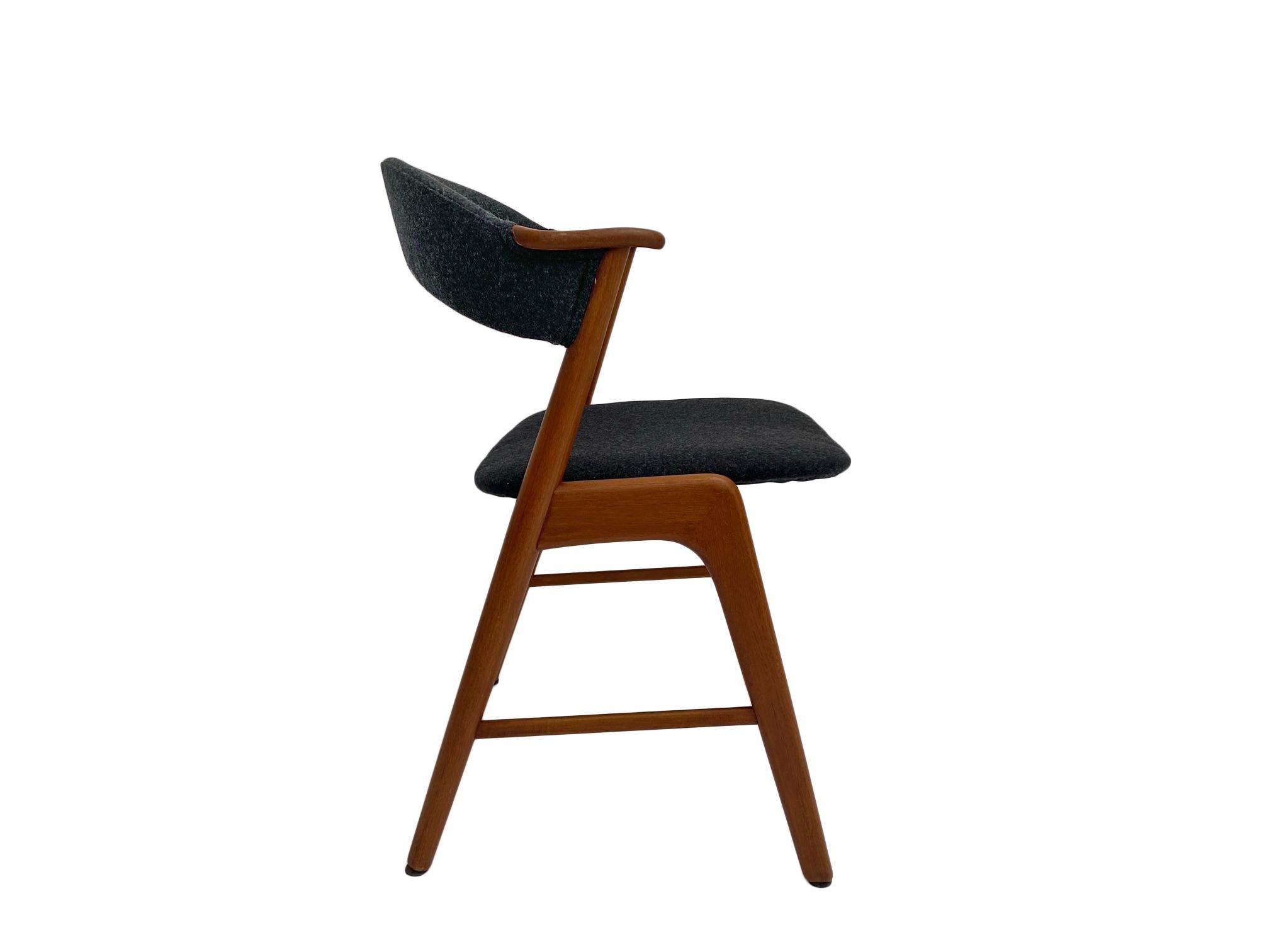 Kai Kristiansen Model 32 Teak and Charcoal Wool Desk Chair, Denmark, 1960s 10