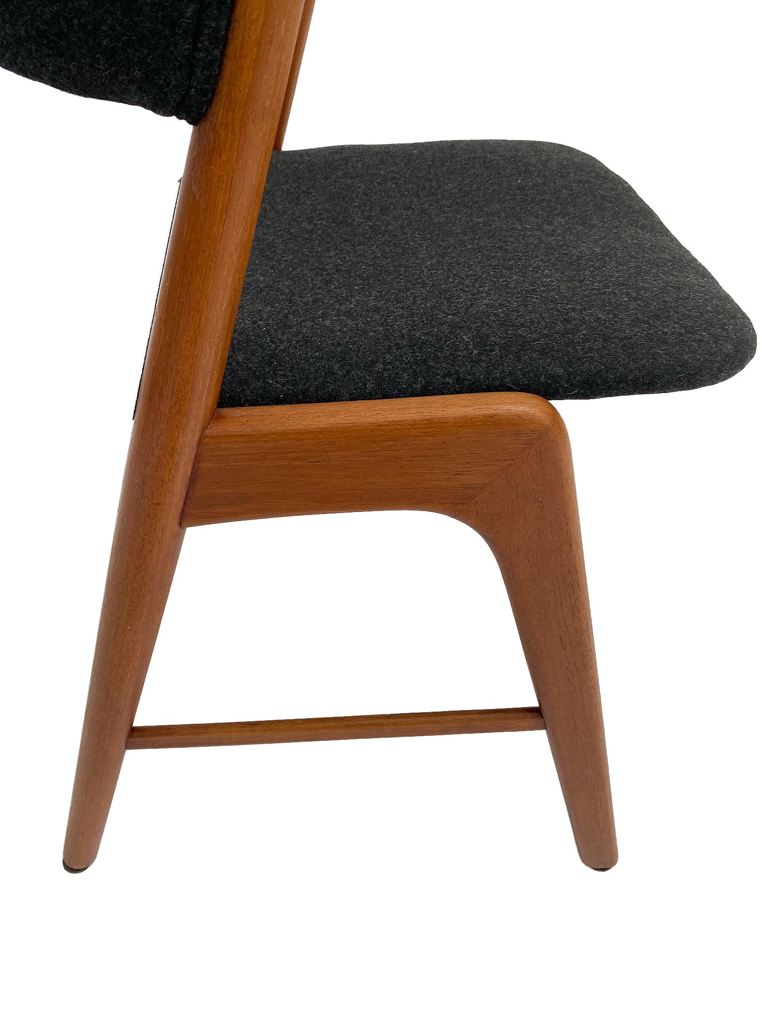 Kai Kristiansen Model 32 Teak and Charcoal Wool Desk Chair, Denmark, 1960s 11