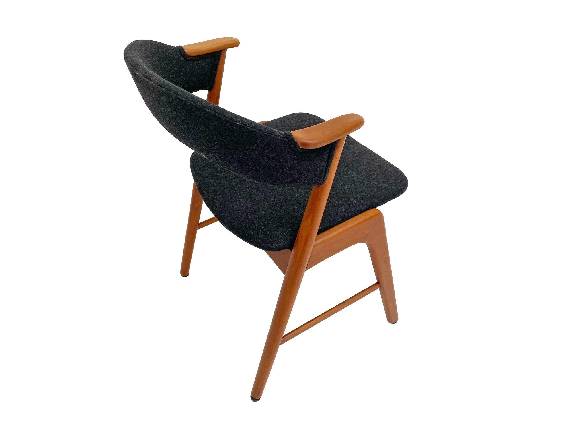 Kai Kristiansen Model 32 Teak and Charcoal Wool Desk Chair, Denmark, 1960s 13