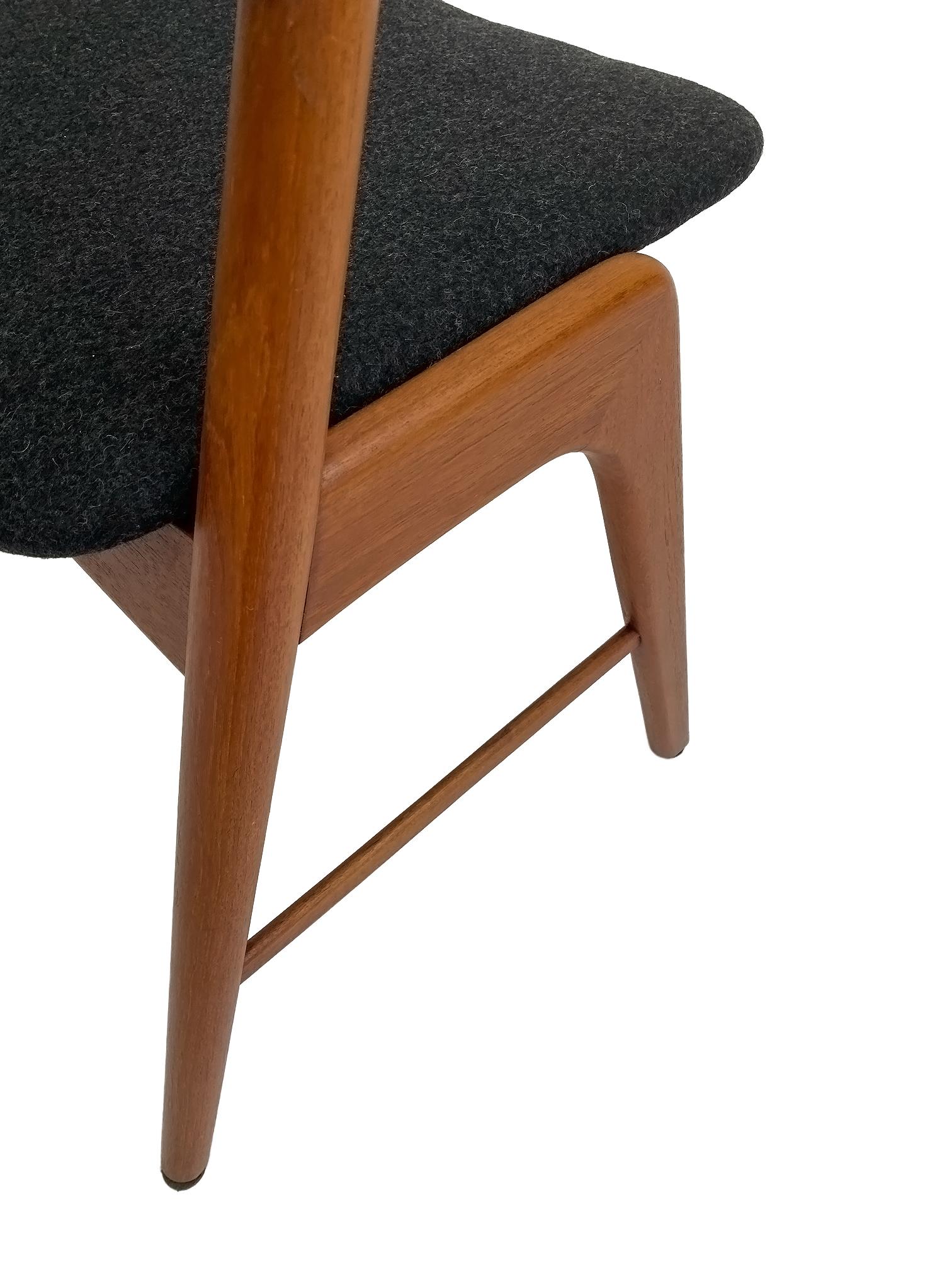 Mid-Century Modern Kai Kristiansen Model 32 Teak and Charcoal Wool Desk Chair, Denmark, 1960s