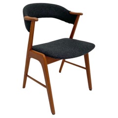 Kai Kristiansen Model 32 Teak and Charcoal Wool Desk Chair, Denmark, 1960s
