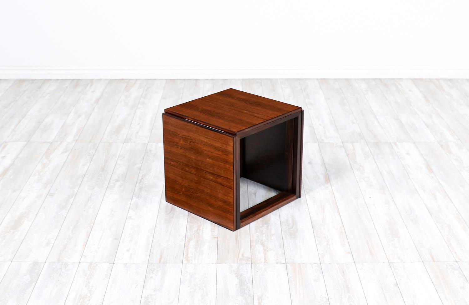 Mid-20th Century Kai Kristiansen Model-33 Rosewood Interlocking Cube Nesting Tables For Sale