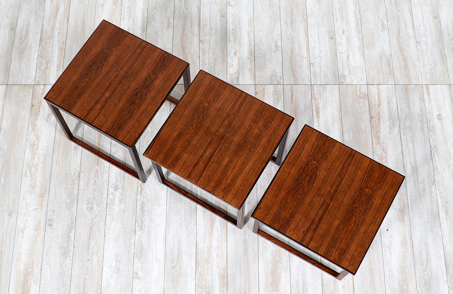 Wood Kai Kristiansen Model-33 Rosewood Interlocking Cube Nesting Tables For Sale