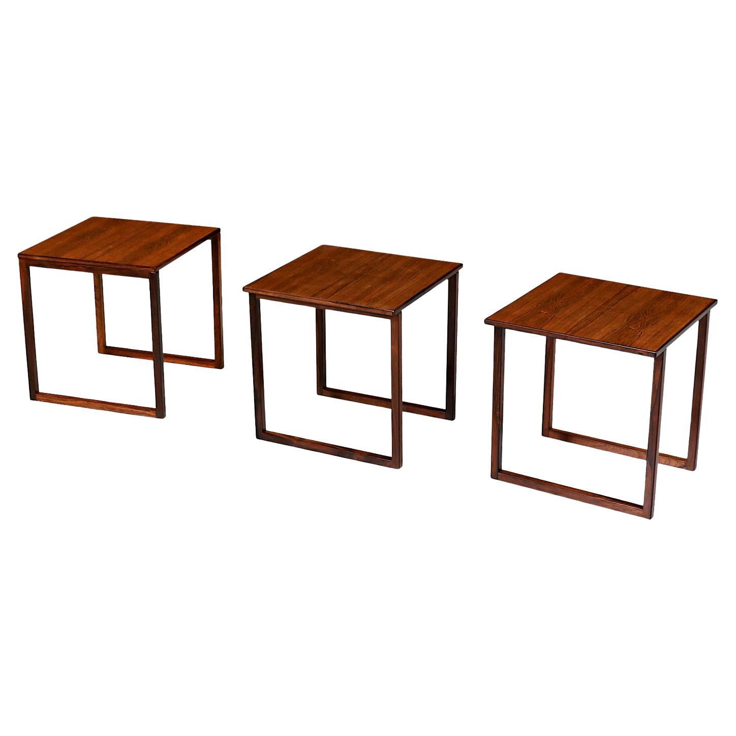 Kai Kristiansen Model-33 Rosewood Interlocking Cube Nesting Tables