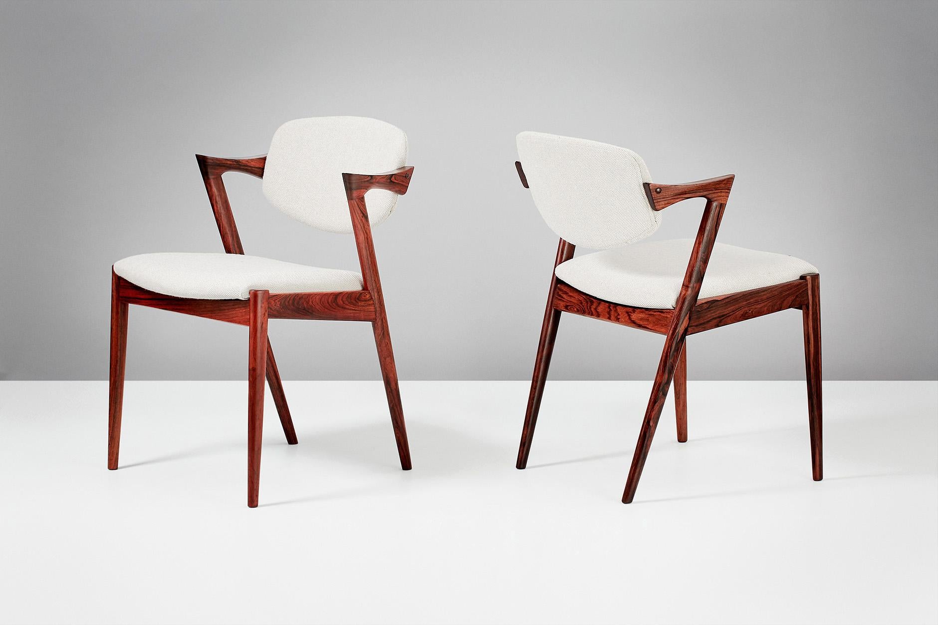 Scandinavian Modern Kai Kristiansen Model 42 Dining Chairs, Rosewood