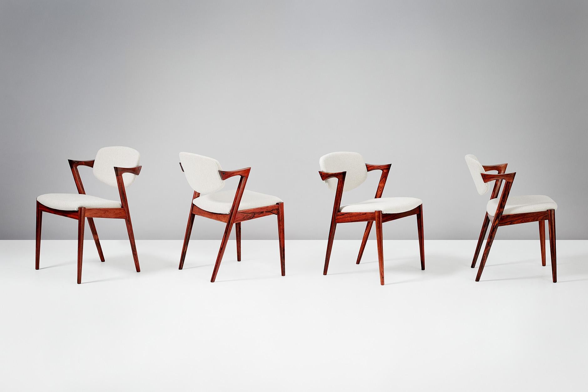Wool Kai Kristiansen Model 42 Dining Chairs, Rosewood