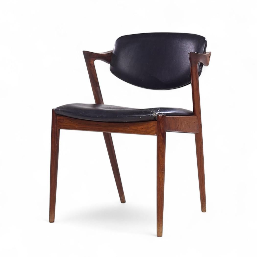 Kai Kristiansen Modelo 42 Sillas de comedor danesas de palisandro de mediados de siglo - Pareja siglo XX en venta