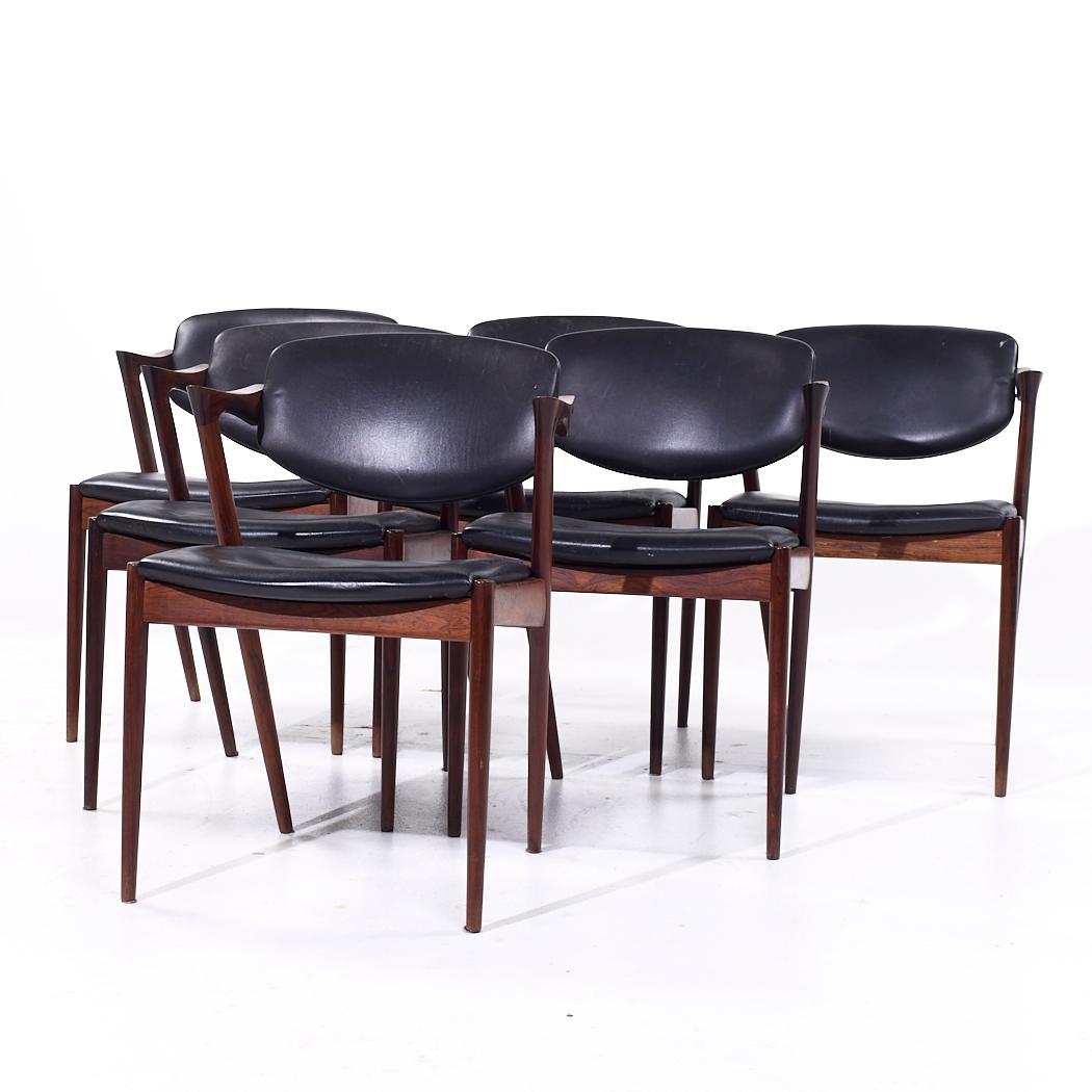 Kai Kristiansen Modell 42 Mid Century Danish Rosewood Esszimmerstühle - 6er Set (Moderne der Mitte des Jahrhunderts) im Angebot