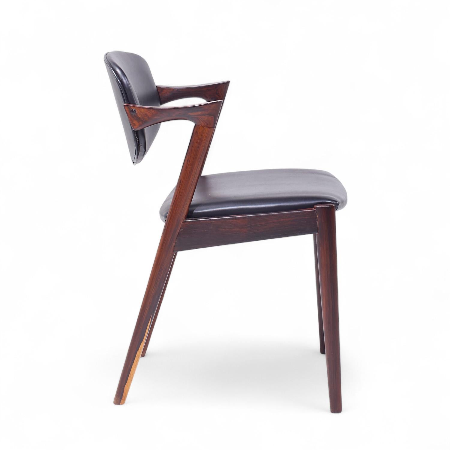 Danois Kai Kristiansen Model 42 Chaises Z en bois de rose danoises du milieu du siècle - Lot de 6 en vente