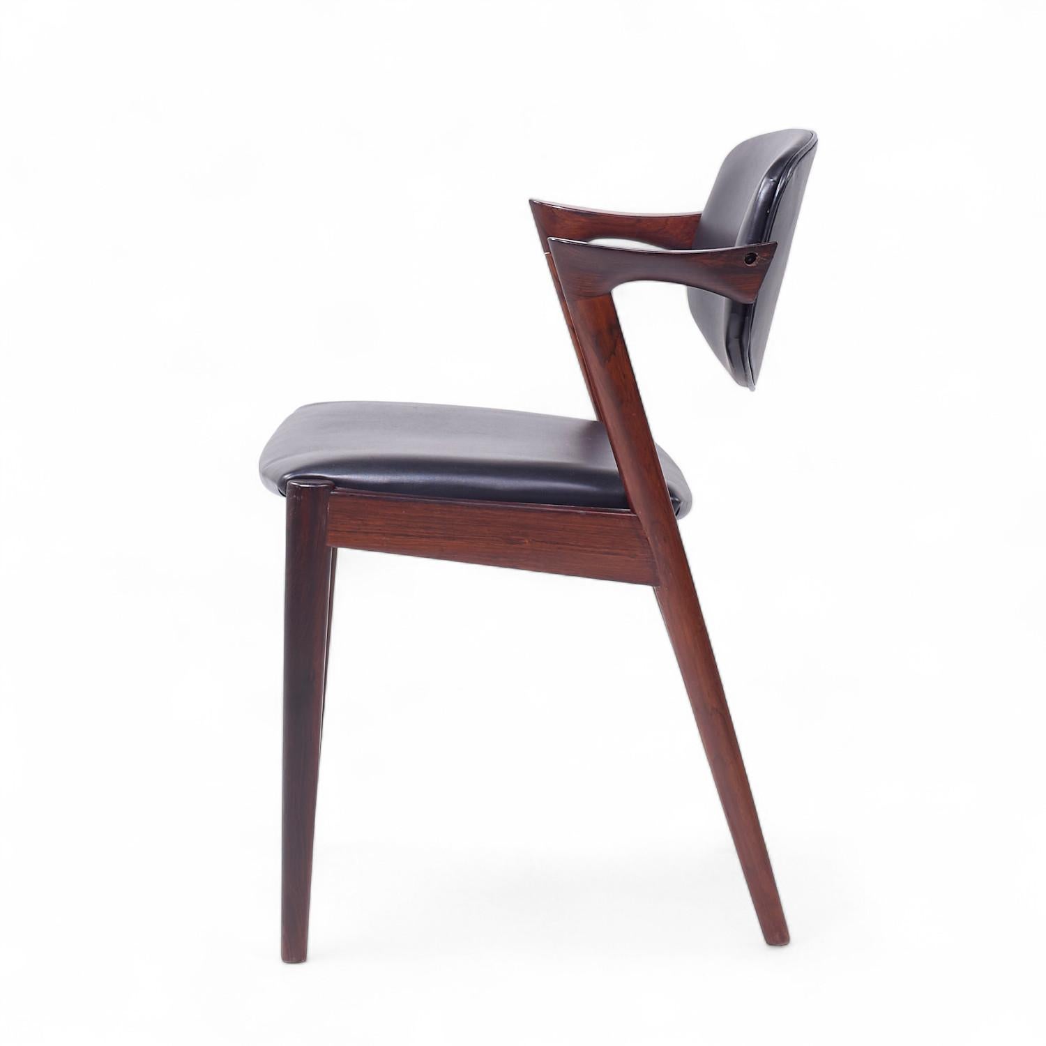 Fin du 20e siècle Kai Kristiansen Model 42 Chaises Z en bois de rose danoises du milieu du siècle - Lot de 6 en vente