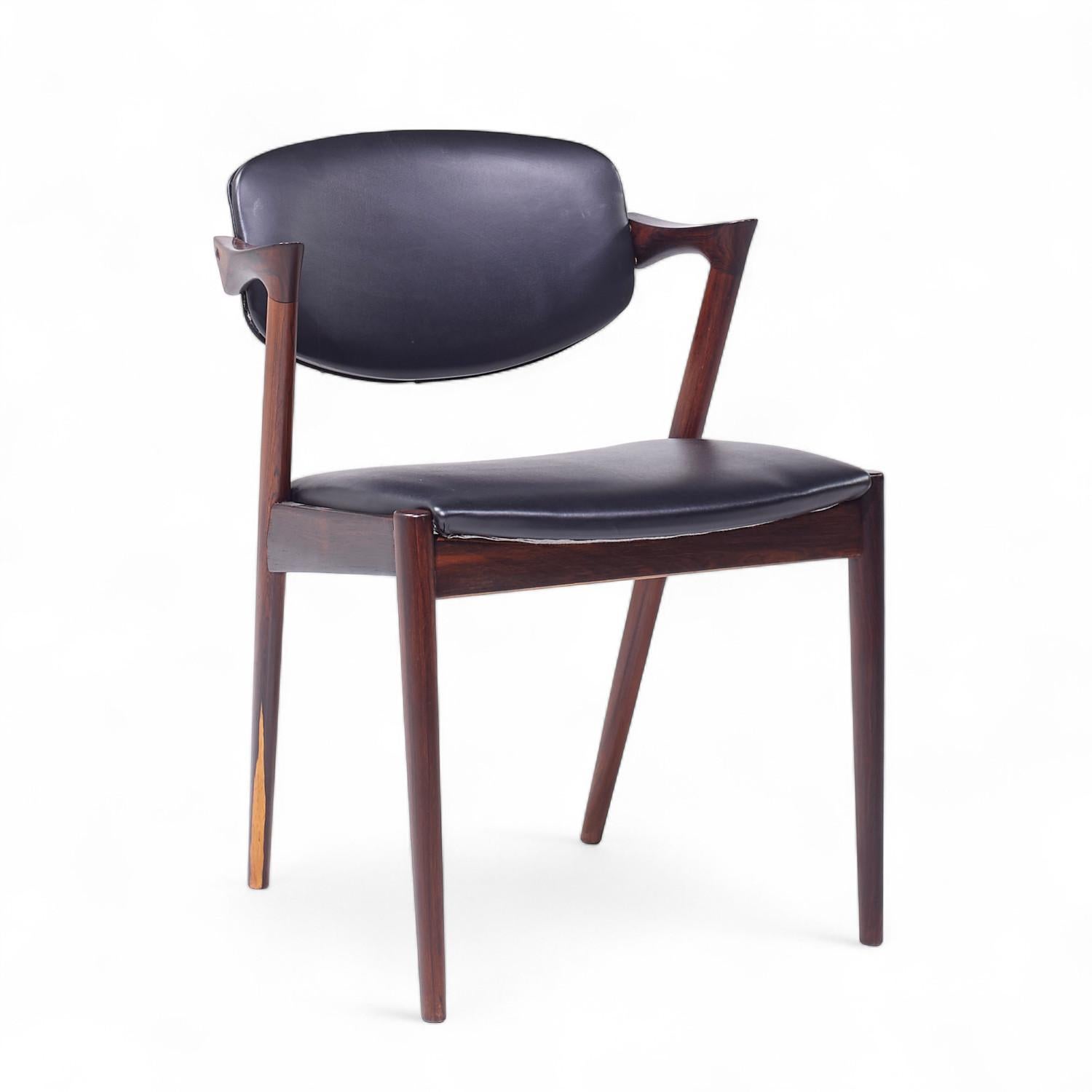 Tissu d'ameublement Kai Kristiansen Model 42 Chaises Z en bois de rose danoises du milieu du siècle - Lot de 6 en vente