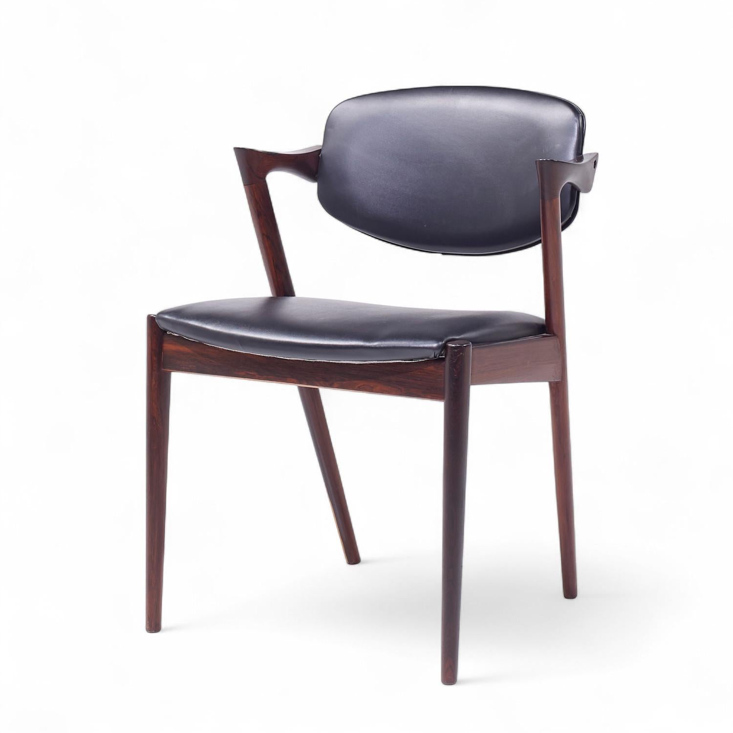 Kai Kristiansen Model 42 Chaises Z en bois de rose danoises du milieu du siècle - Lot de 6 en vente 2