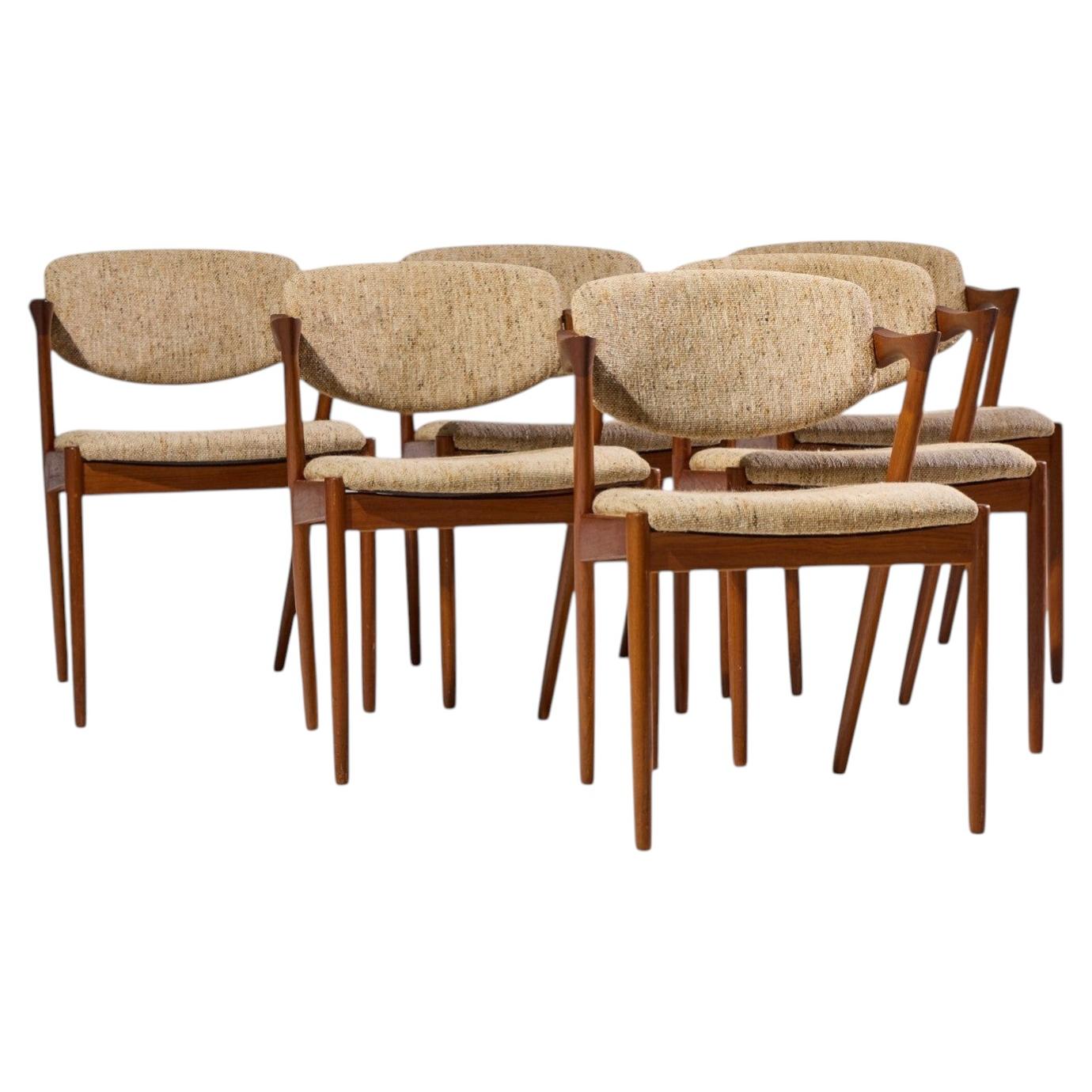 Kai Kristiansen Model 42 Mid Century Danish Teak Z Dining Chairs - Set of 6