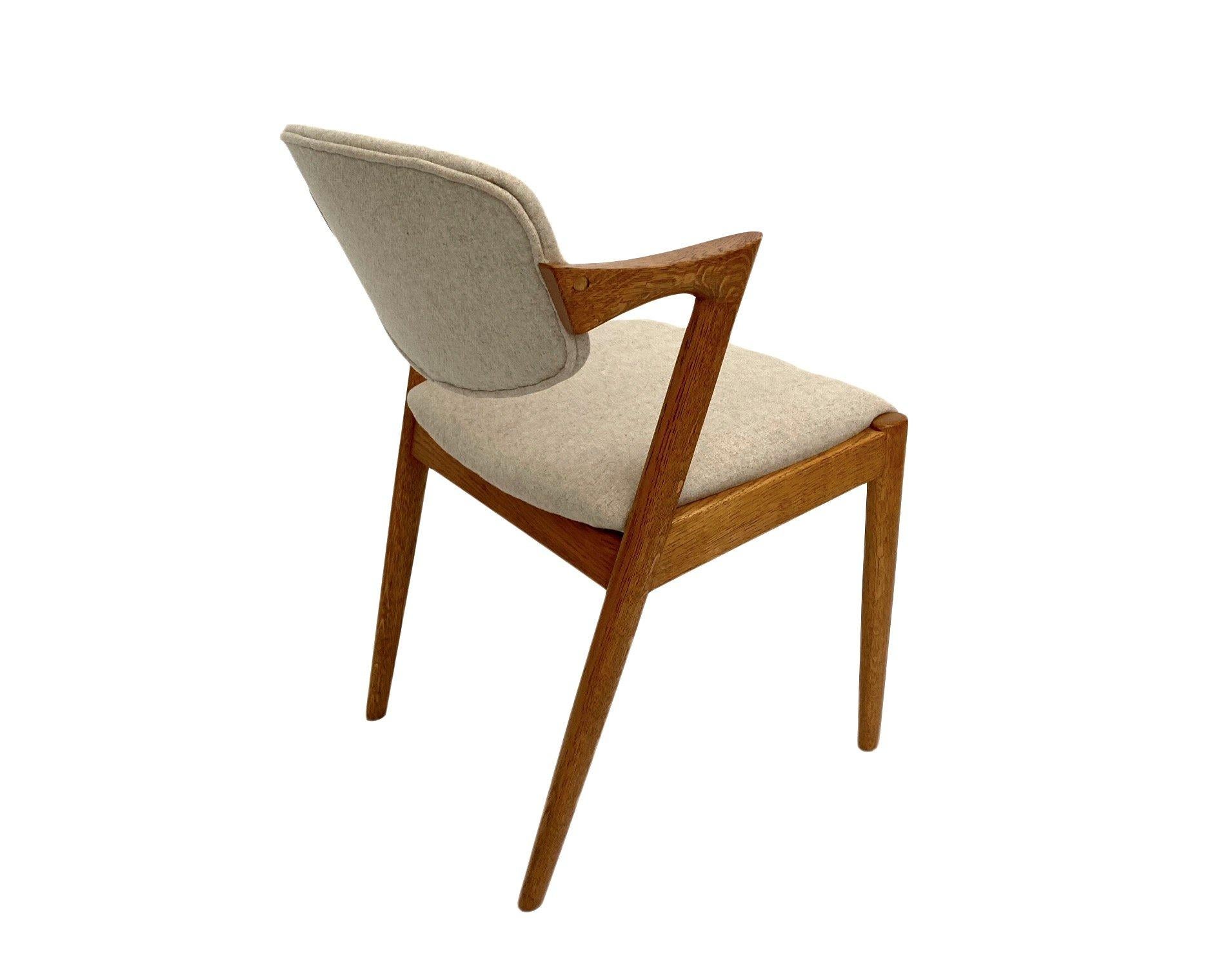 Kai Kristiansen Model 42 Oak and Cream Wool Dining Chair 3