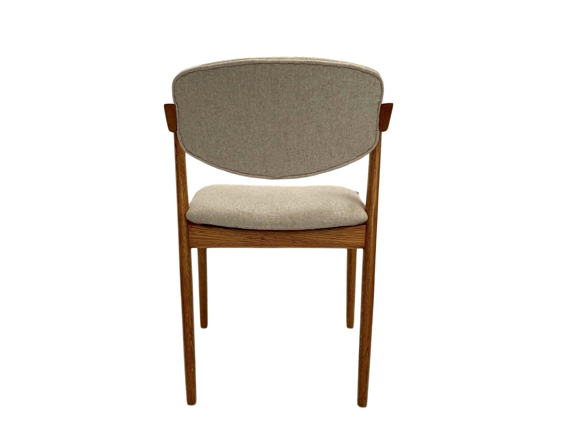 Kai Kristiansen Model 42 Oak and Cream Wool Dining Chair In Excellent Condition In London, GB