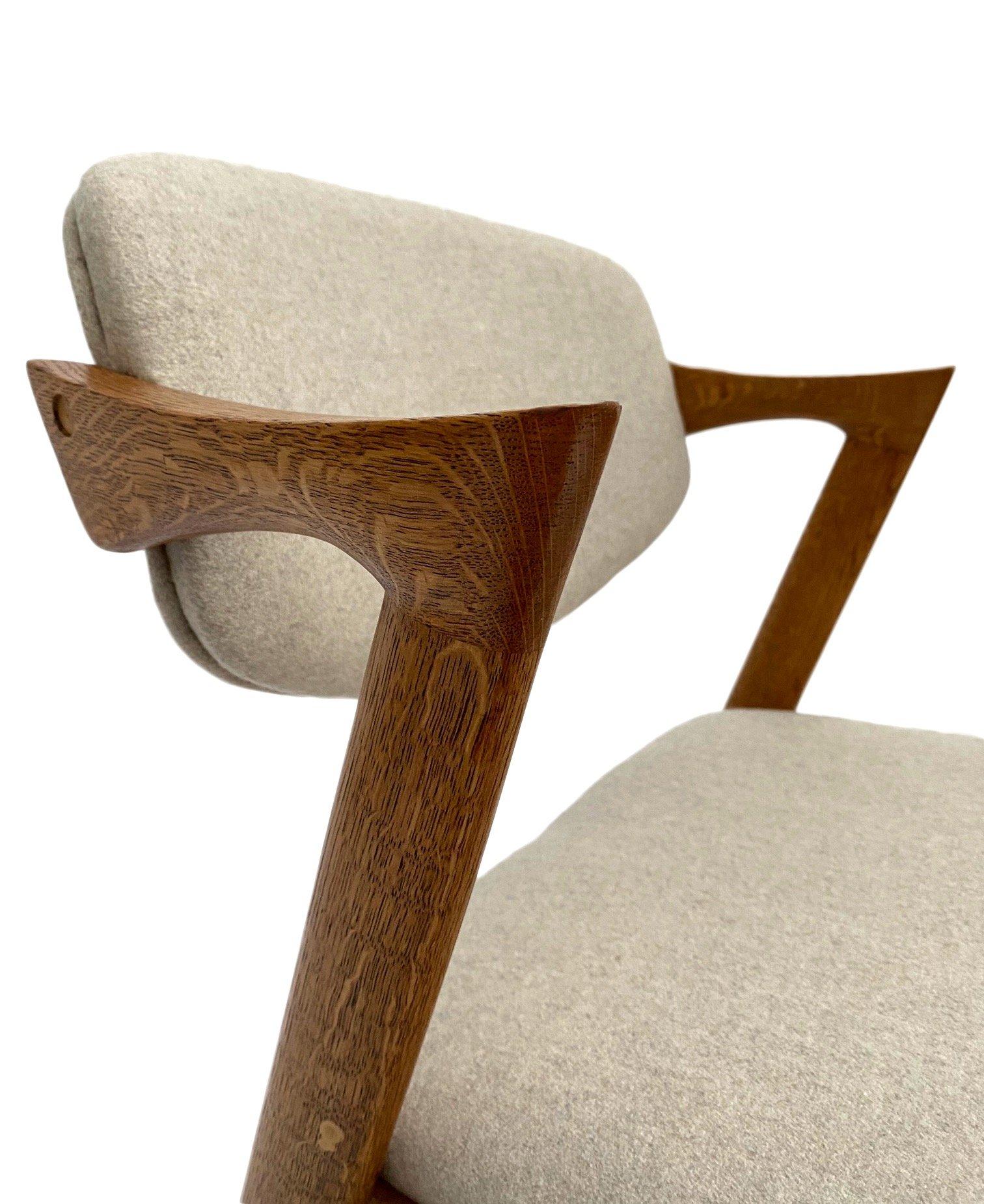 Kai Kristiansen Model 42 Oak and Cream Wool Dining Chair 1