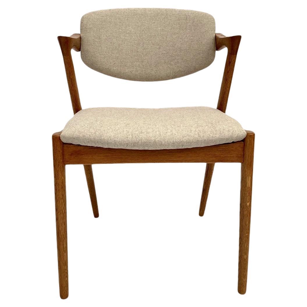 Kai Kristiansen Model 42 Oak and Cream Wool Dining Chair