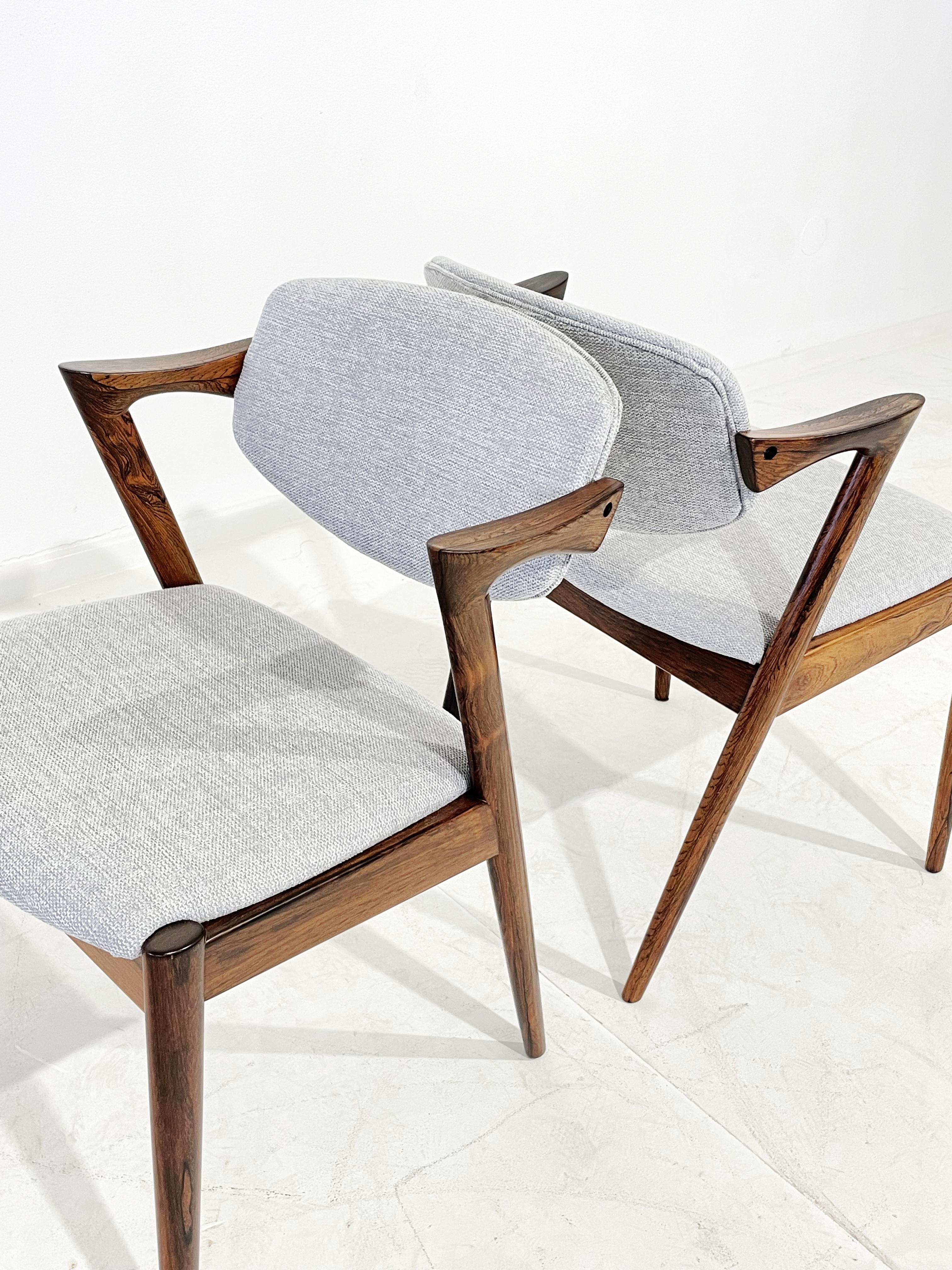 Fabric Kai Kristiansen Model 42 Rosewood Dinning Chairs