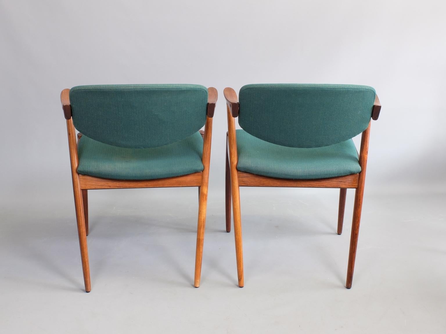 Kai Kristiansen Model 42 Rosewood Z chair Set of Four 1960s  4