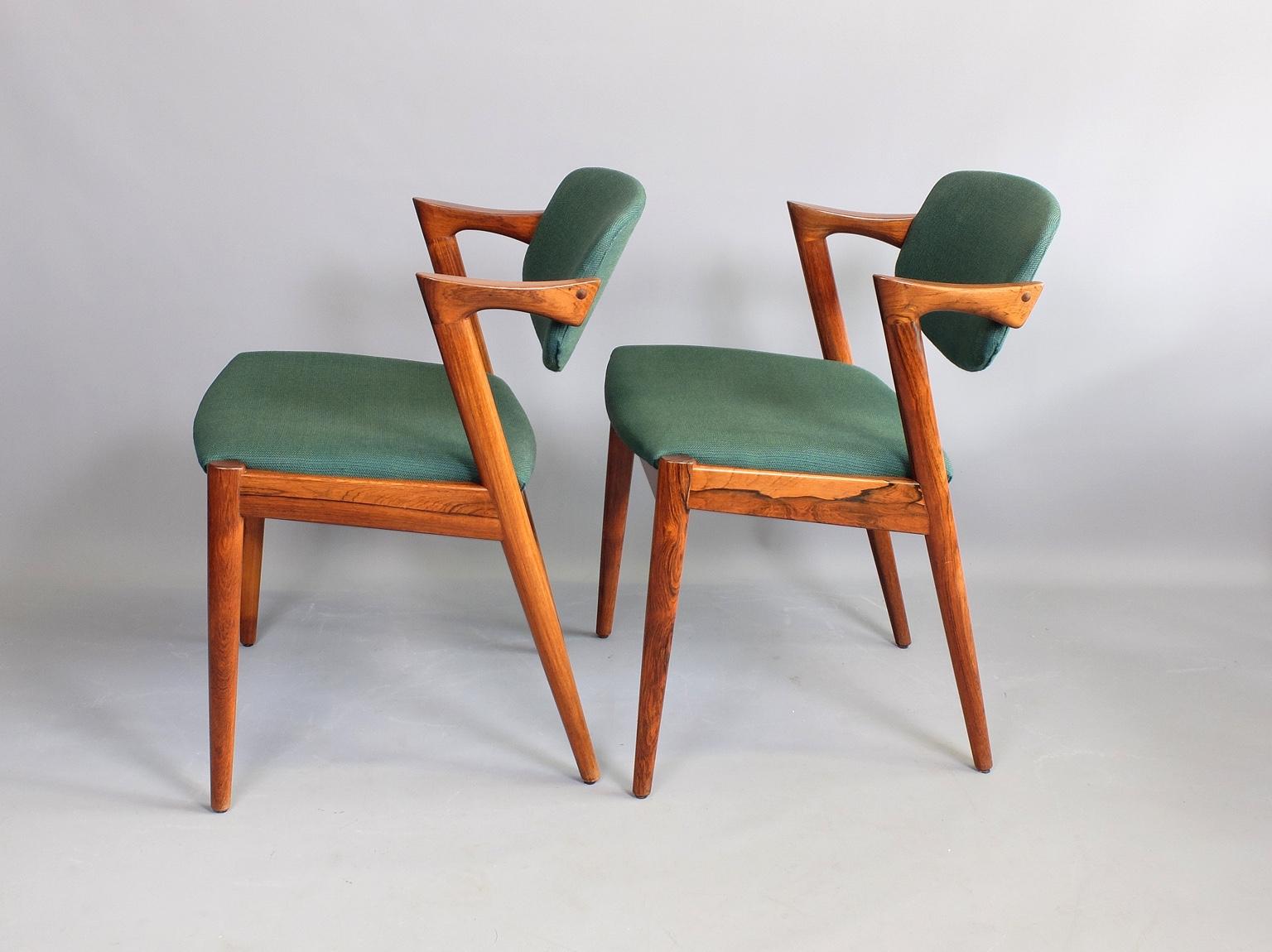 Danish Kai Kristiansen Model 42 Rosewood Z chair Set of Four 1960s 