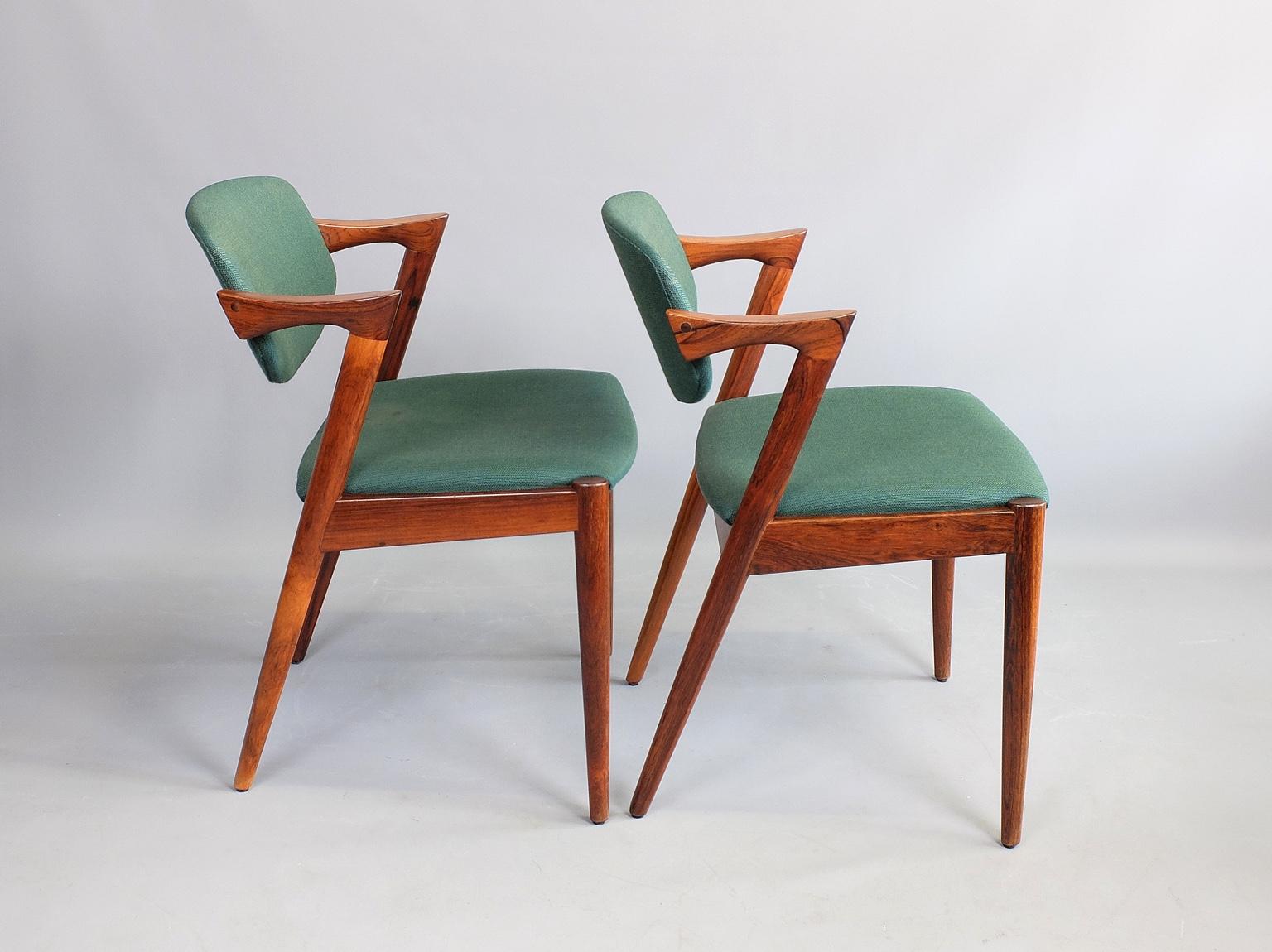 Kai Kristiansen Model 42 Rosewood Z chair Set of Four 1960s  In Good Condition In London, GB