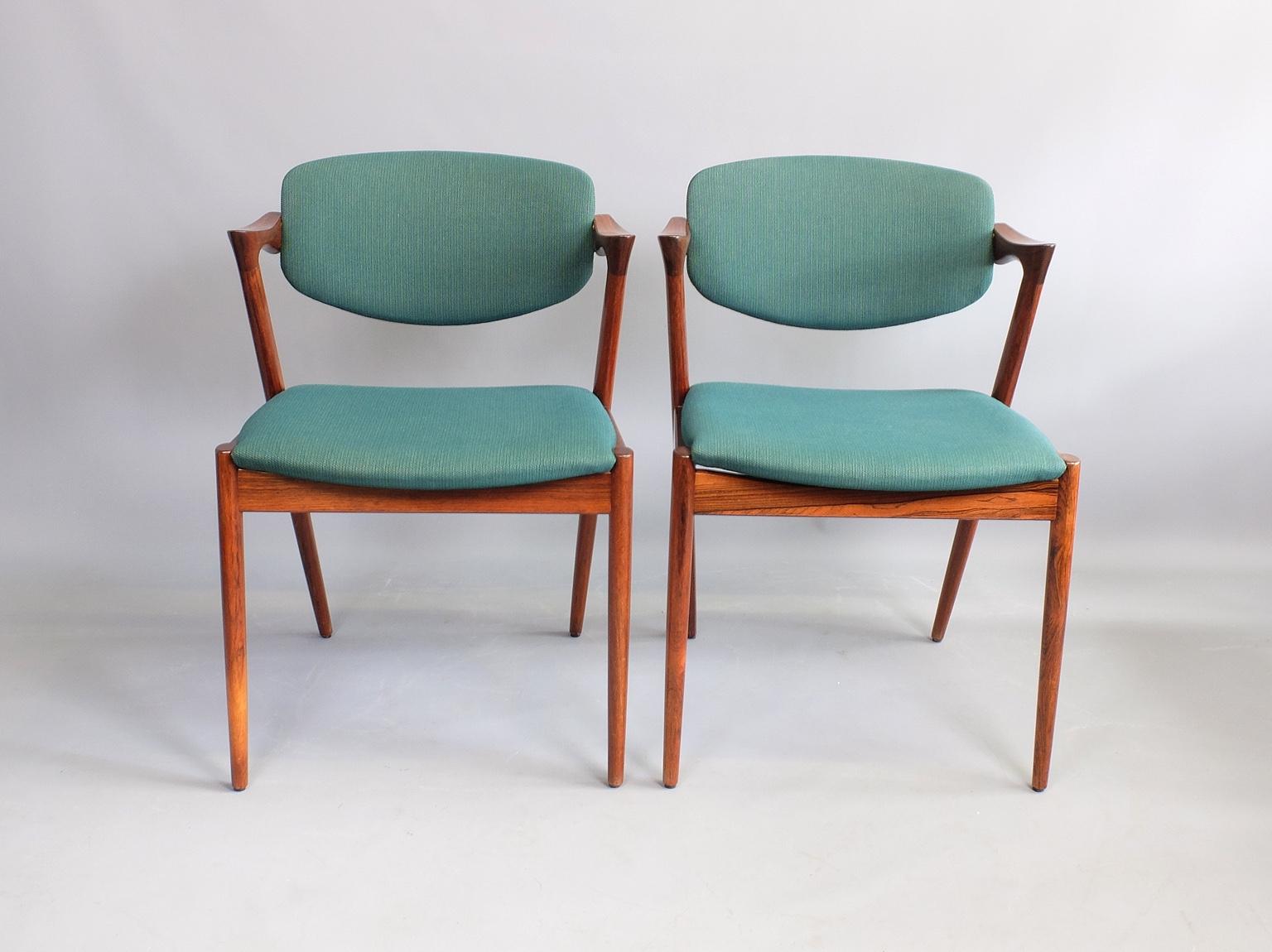 Kai Kristiansen Model 42 Rosewood Z chair Set of Four 1960s  3